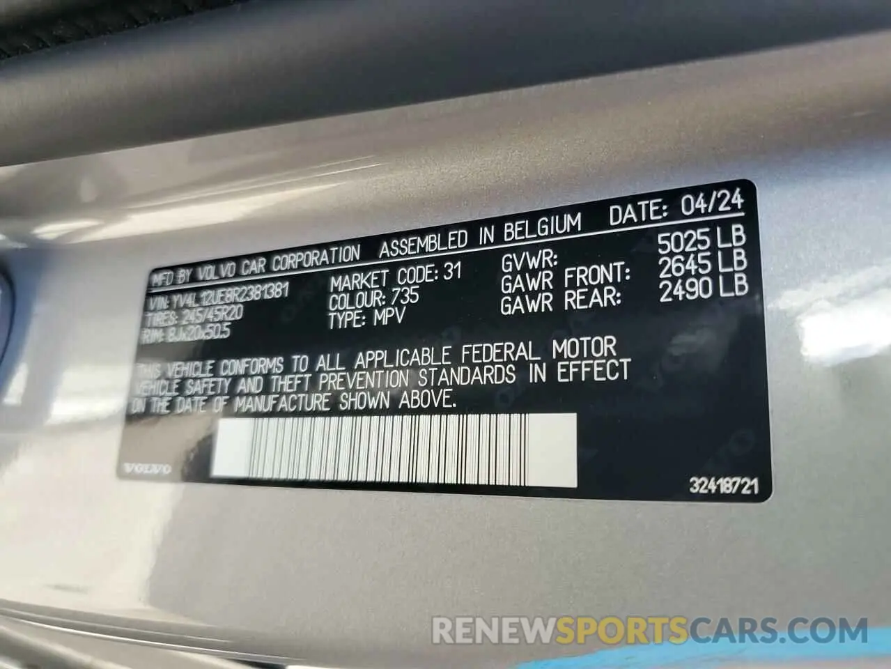 16 Фотография поврежденного автомобиля YV4L12UE8R2381381 VOLVO XC40 PLUS 2024