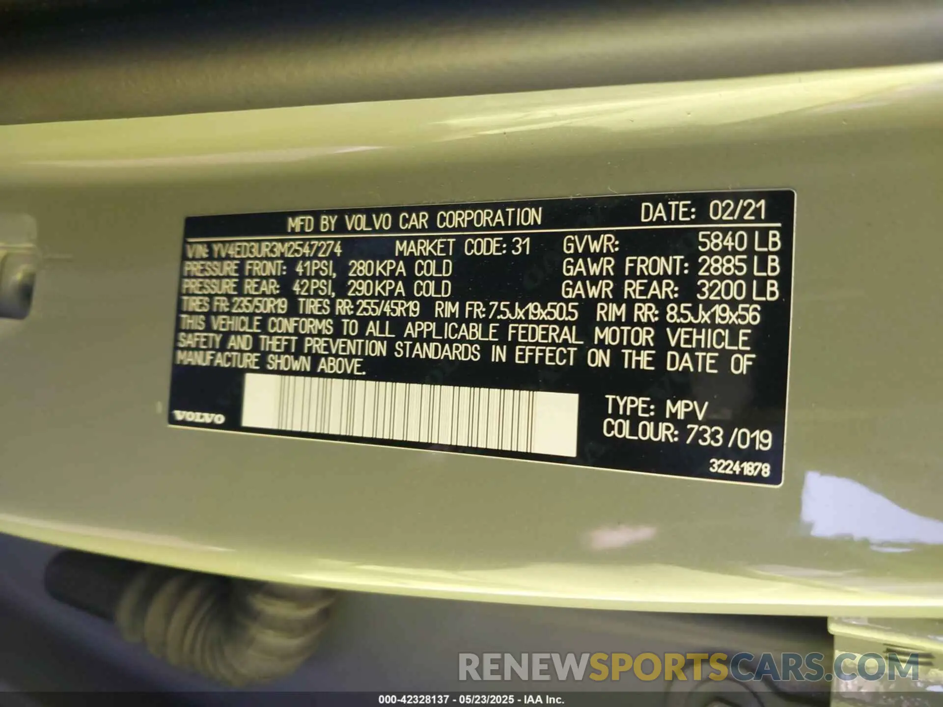 9 Фотография поврежденного автомобиля YV4ED3UR3M2547274 VOLVO XC40 RECHARGE PURE ELECTRIC 2021