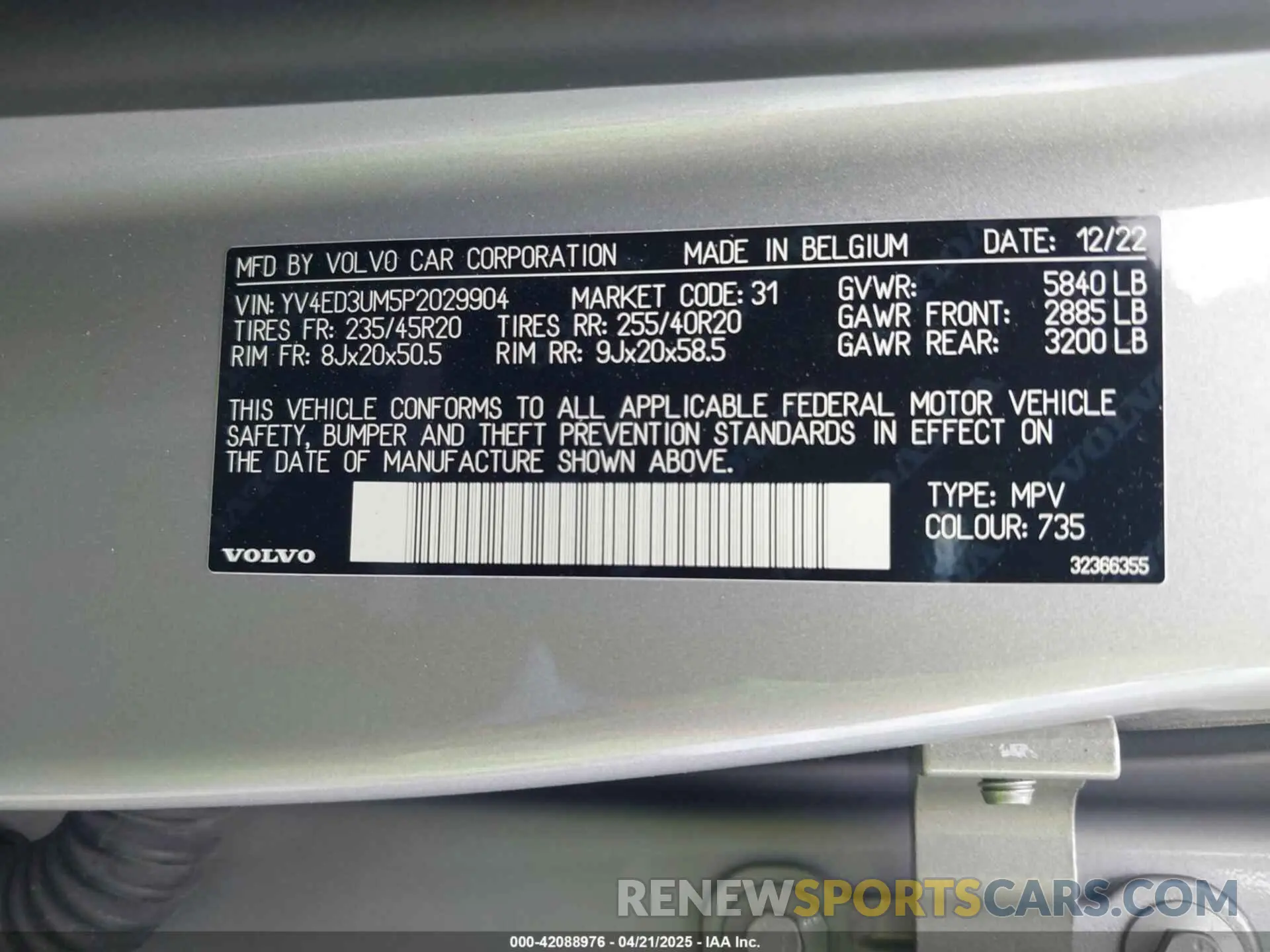 9 Фотография поврежденного автомобиля YV4ED3UM5P2029904 VOLVO XC40 RECHARGE PURE ELECTRIC 2023