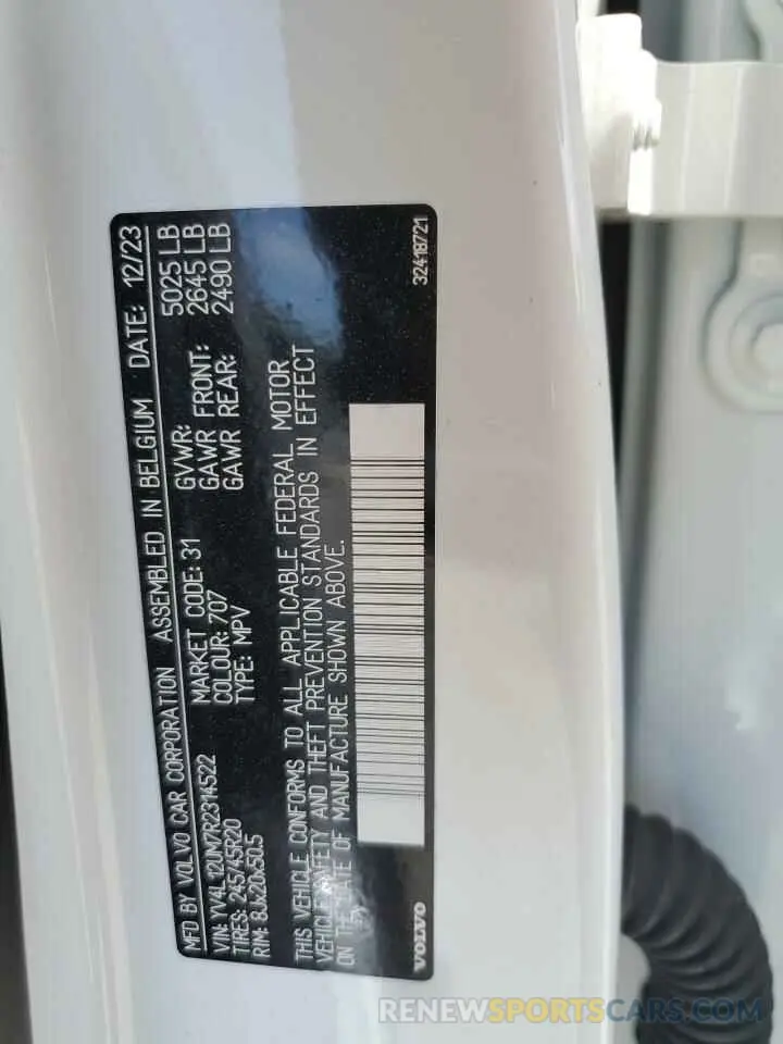 14 Фотография поврежденного автомобиля YV4L12UM7R2314522 VOLVO XC40 ULTIM 2024