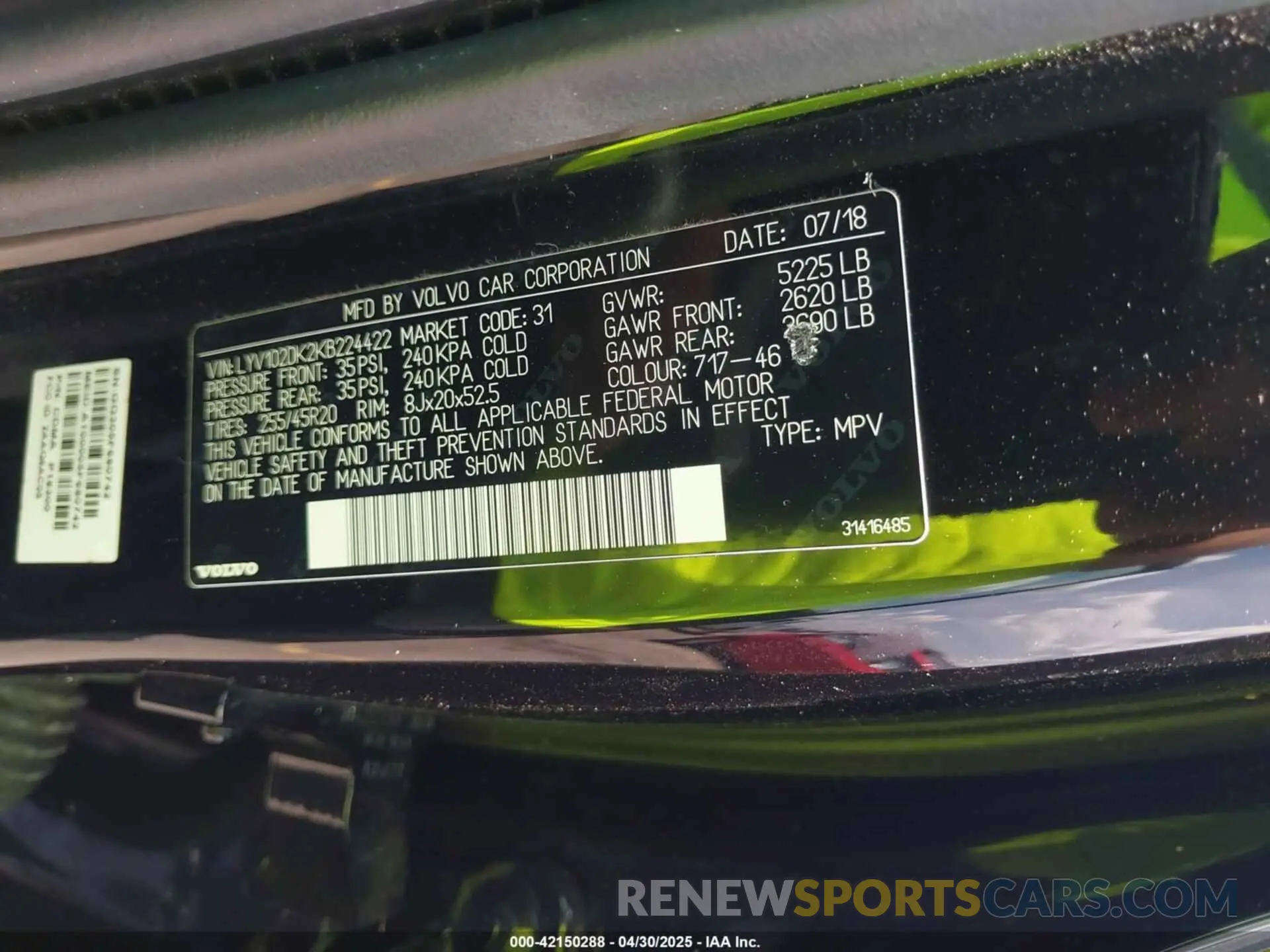 9 Photograph of a damaged car LYV102DK2KB224422 VOLVO XC60 2019