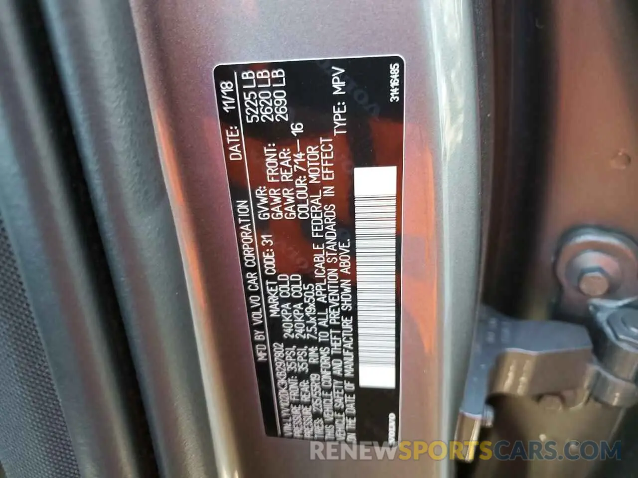 13 Photograph of a damaged car LYV102DK3KB297802 VOLVO XC60 2019