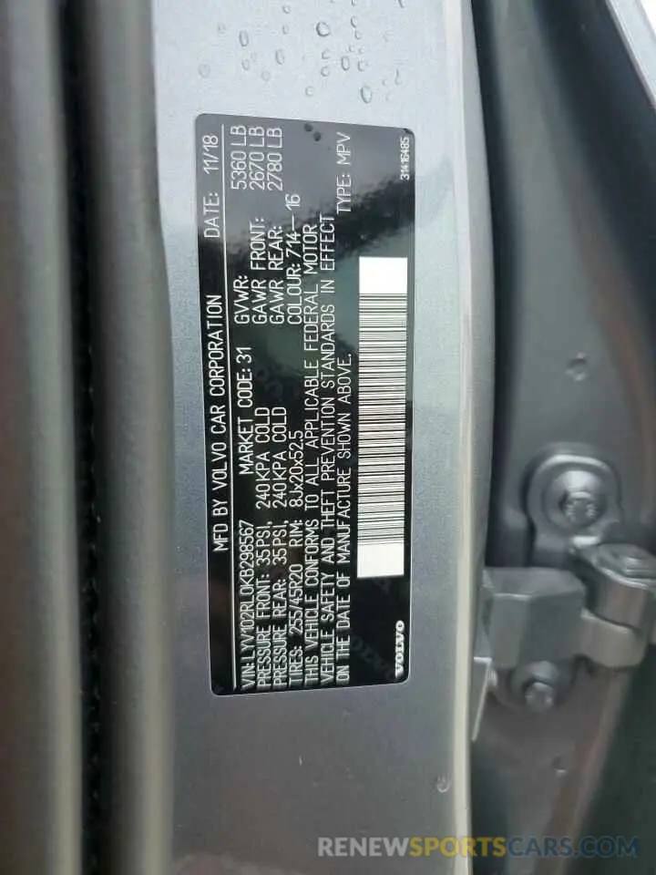 13 Photograph of a damaged car LYV102RL0KB298567 VOLVO XC60 2019