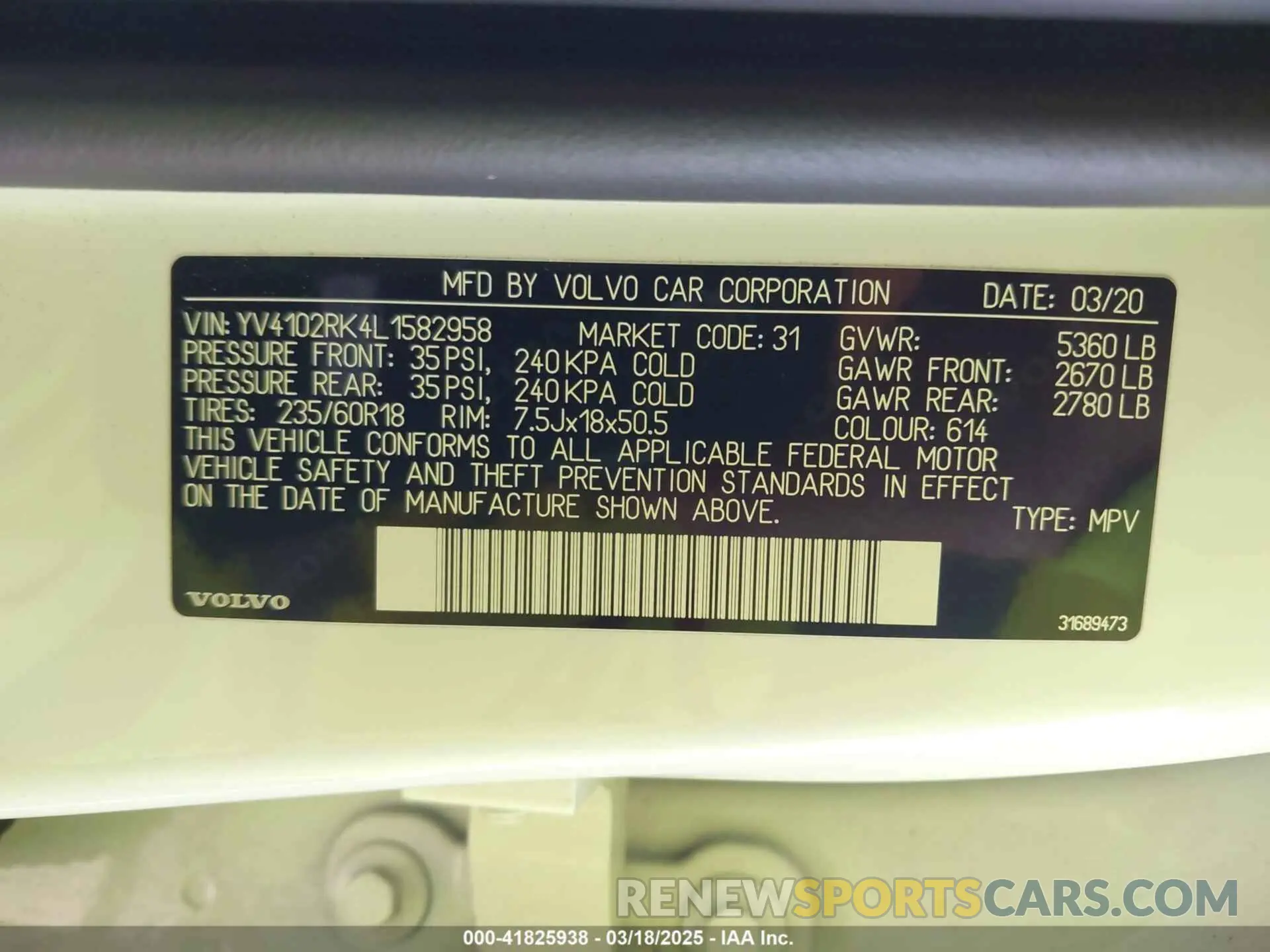9 Фотография поврежденного автомобиля YV4102RK4L1582958 VOLVO XC60 2020