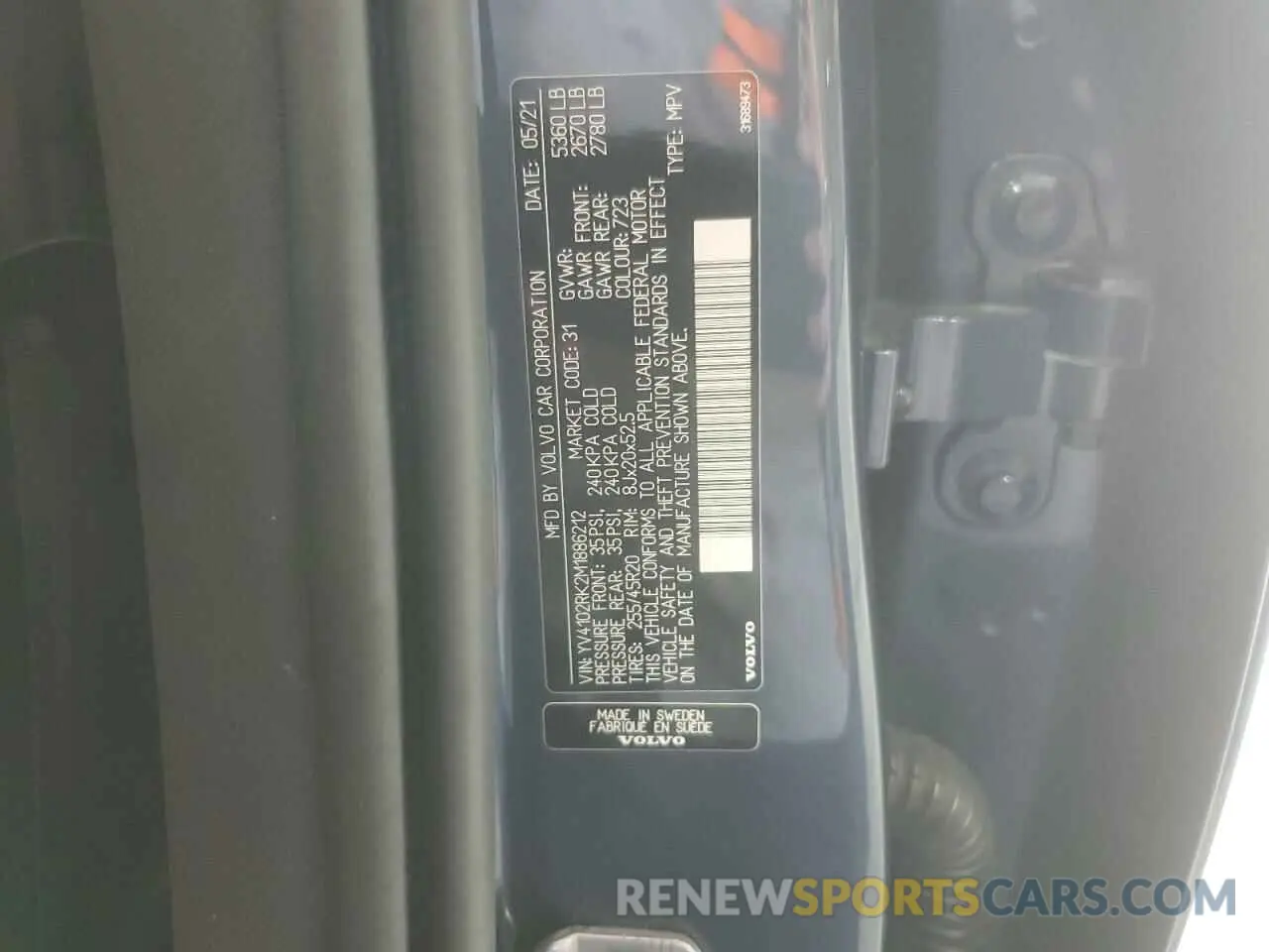 13 Фотография поврежденного автомобиля YV4102RK2M1886212 VOLVO XC60 2021