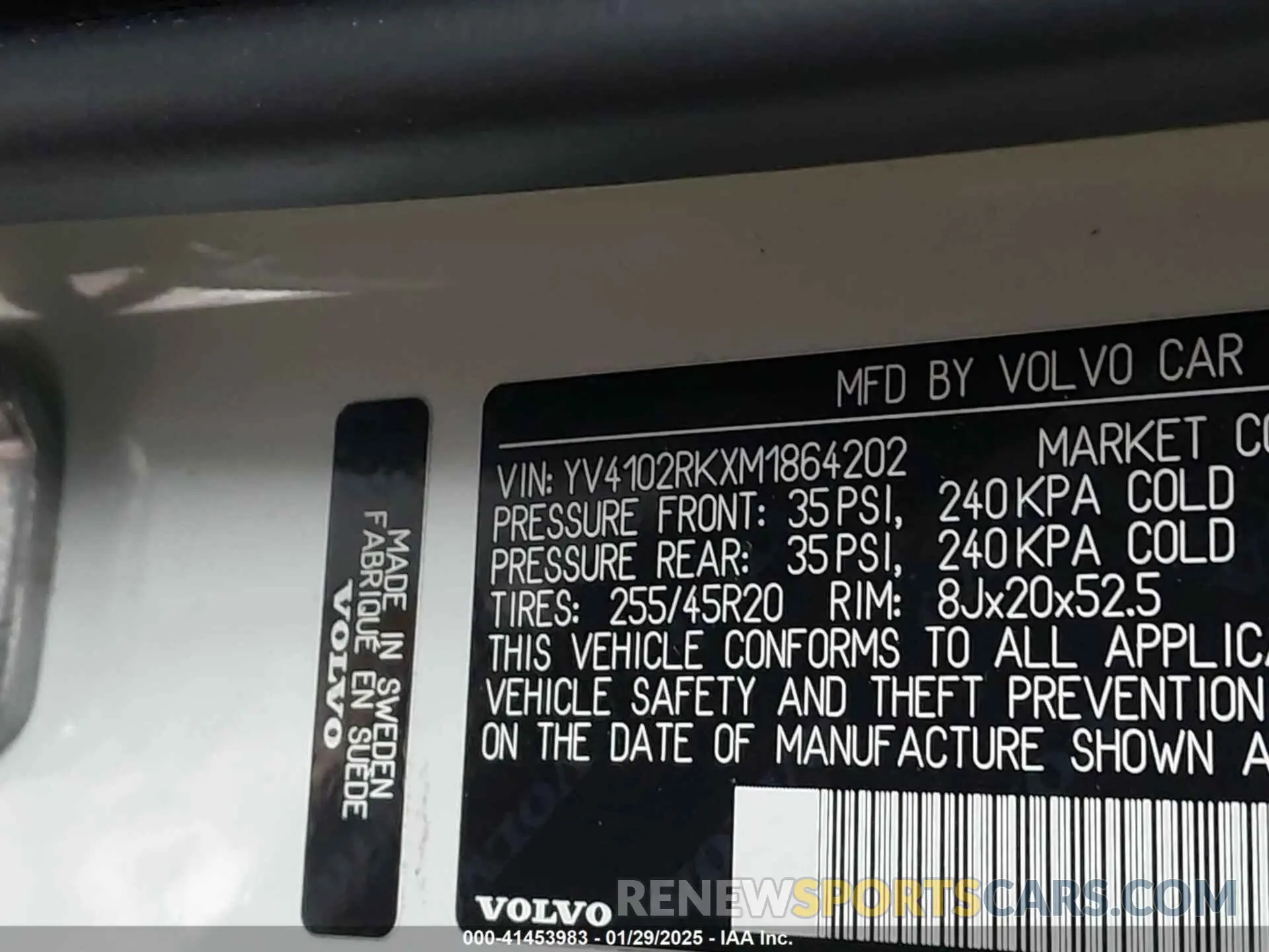 9 Фотография поврежденного автомобиля YV4102RKXM1864202 VOLVO XC60 2021