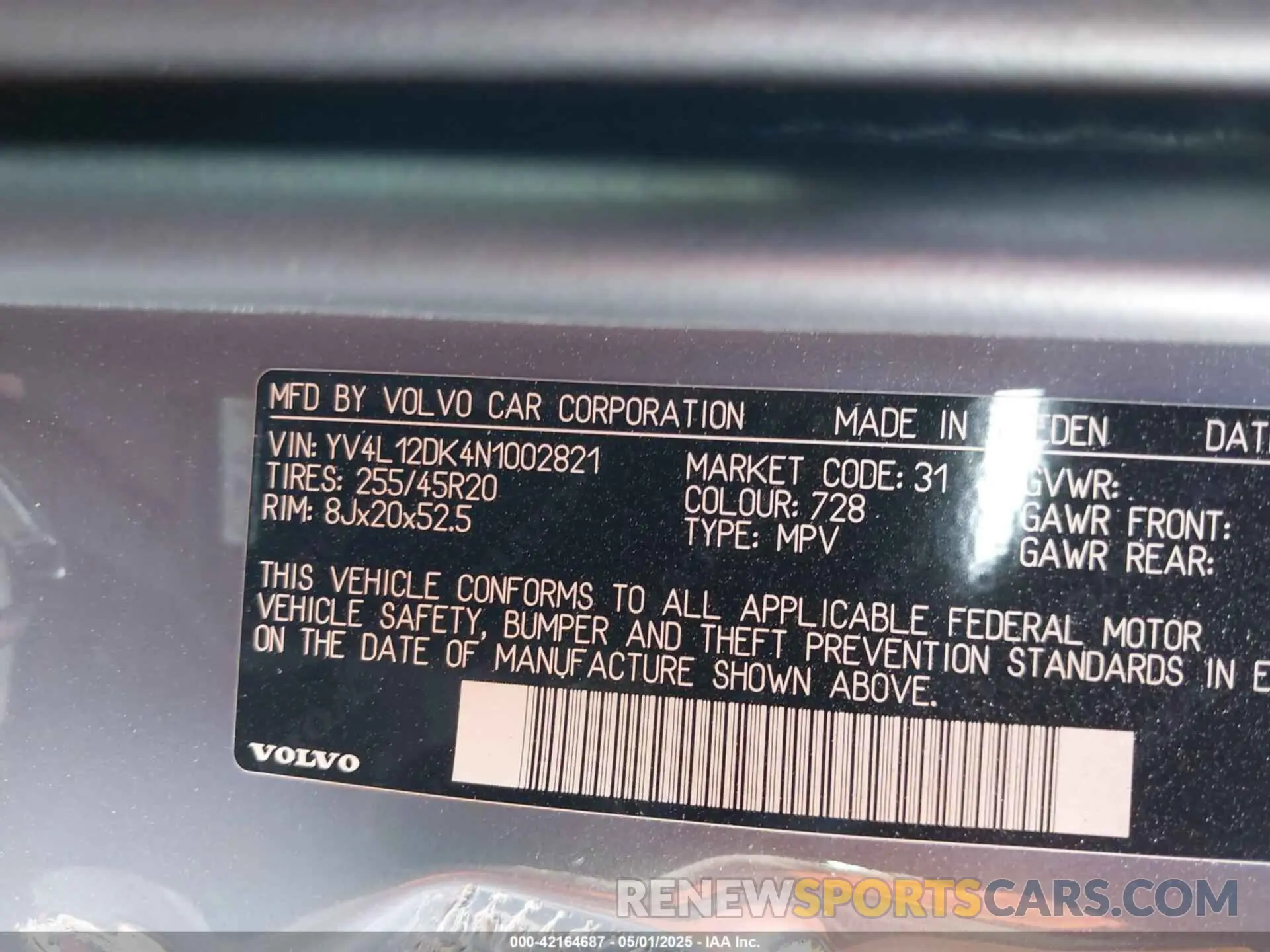9 Фотография поврежденного автомобиля YV4L12DK4N1002821 VOLVO XC60 2022
