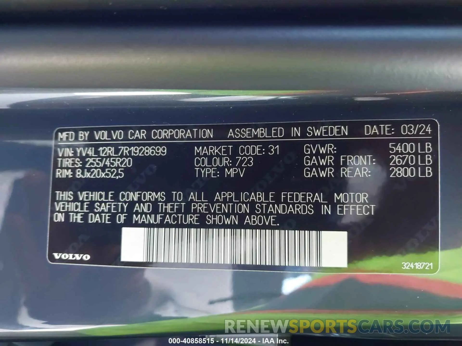 9 Фотография поврежденного автомобиля YV4L12RL7R1928699 VOLVO XC60 2024