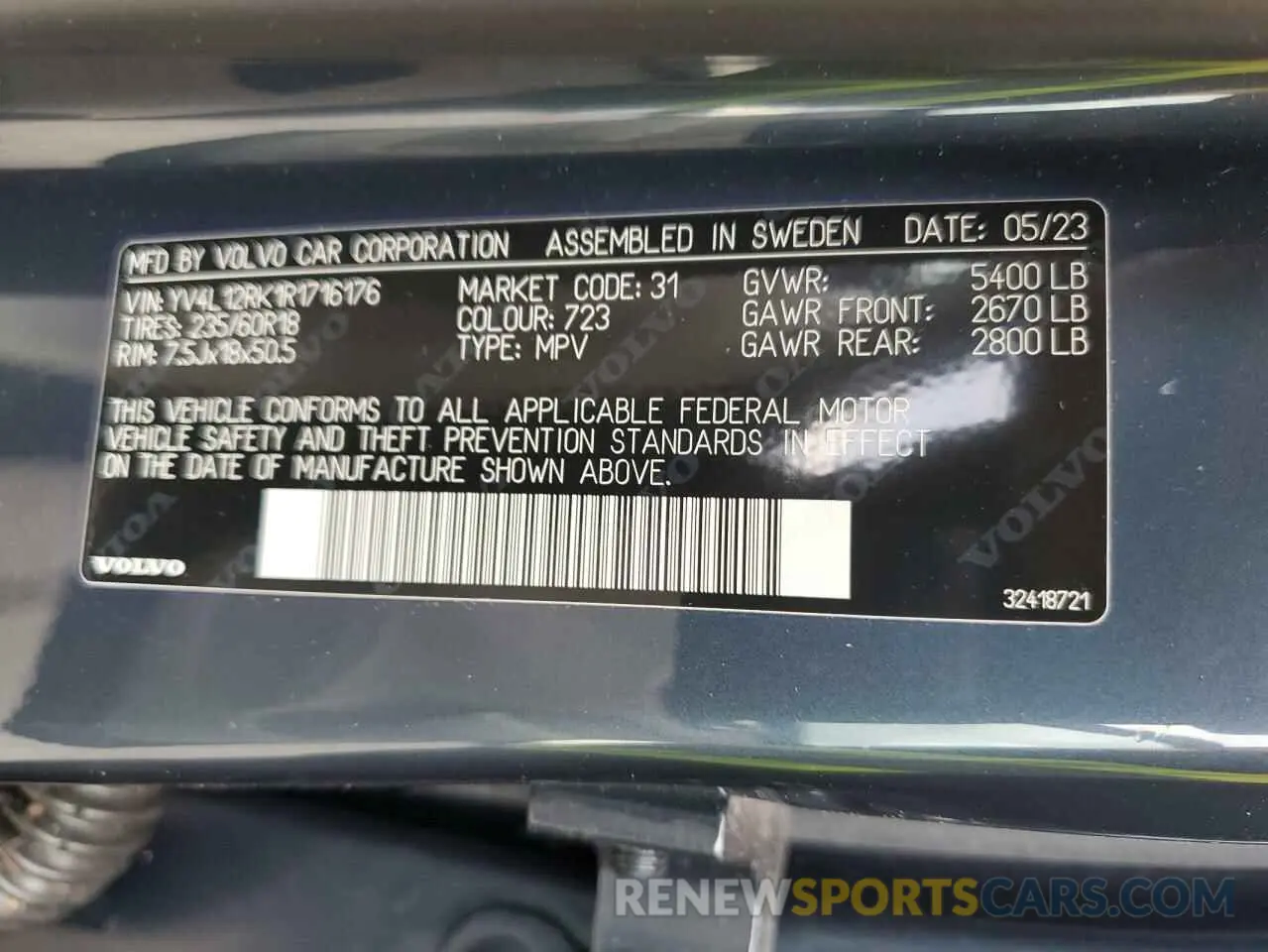 14 Photograph of a damaged car YV4L12RK1R1716176 VOLVO XC60 CORE 2024