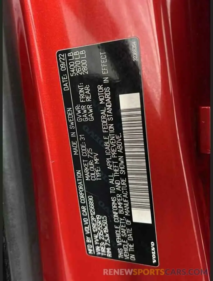 10 Фотография поврежденного автомобиля YV4L12RE2P1256890 VOLVO XC60 PLUS 2023