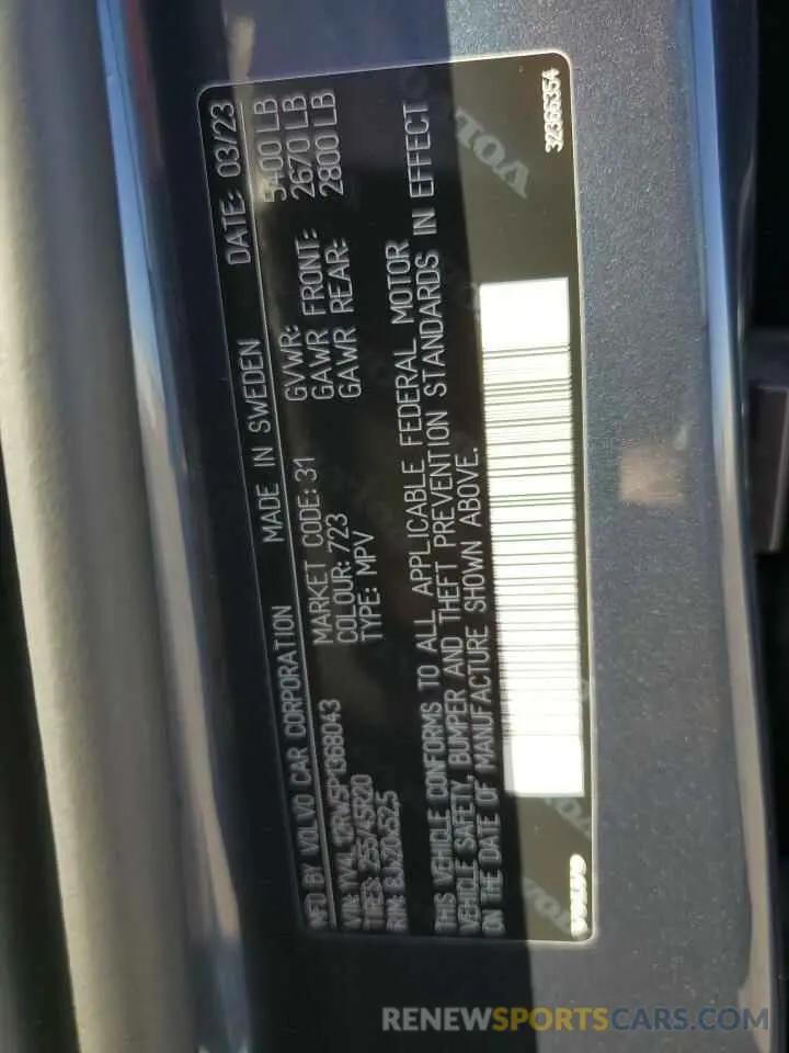 14 Фотография поврежденного автомобиля YV4L12RW5P1368043 VOLVO XC60 PLUS 2023