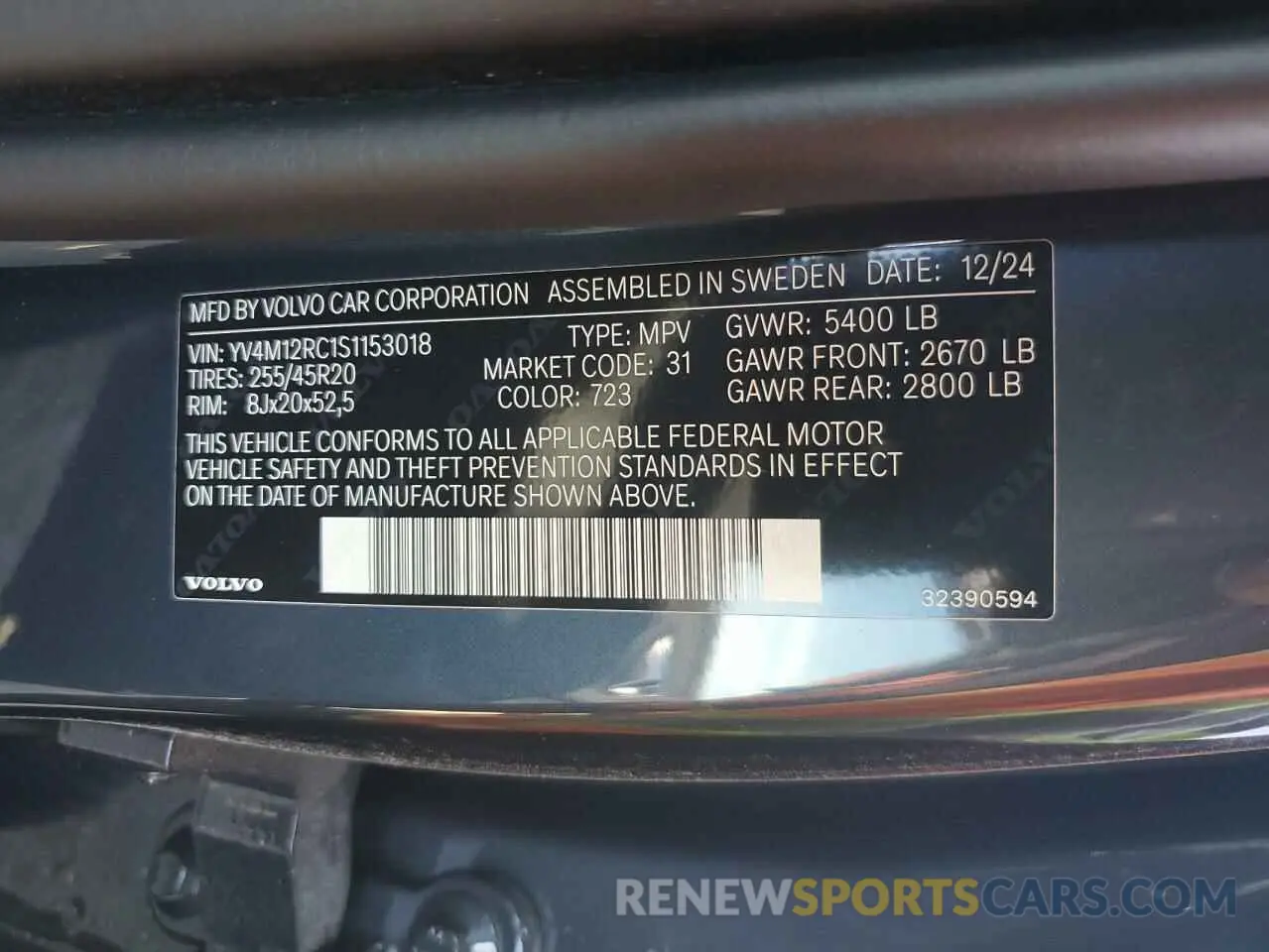13 Photograph of a damaged car YV4M12RC1S1153018 VOLVO XC60 PLUS 2025