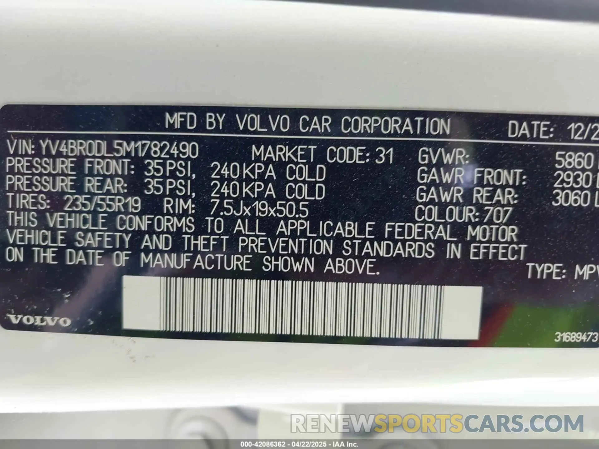 9 Фотография поврежденного автомобиля YV4BR0DL5M1782490 VOLVO XC60 RECHARGE PLUG-IN HYBRID 2021