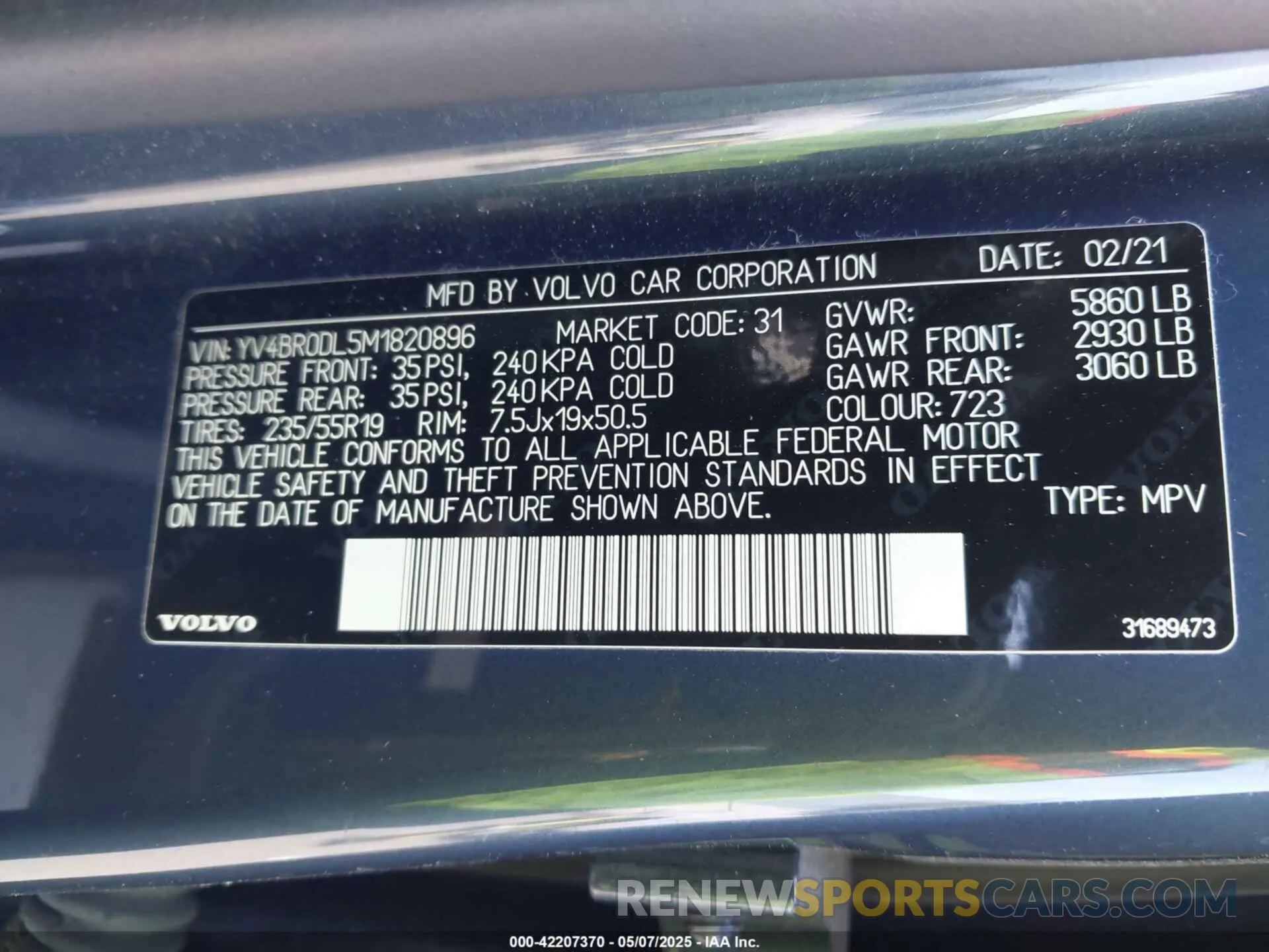 9 Photograph of a damaged car YV4BR0DL5M1820896 VOLVO XC60 RECHARGE PLUG-IN HYBRID 2021