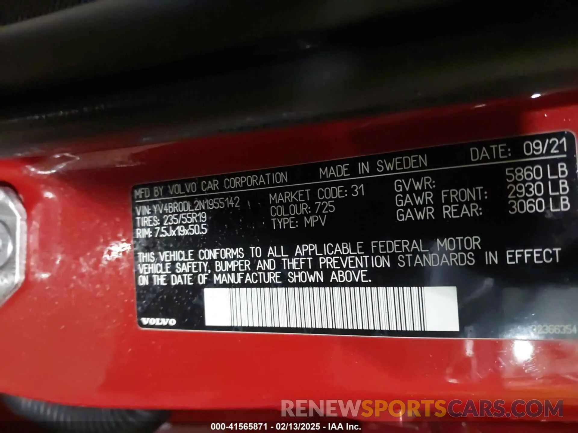 9 Фотография поврежденного автомобиля YV4BR0DL2N1955142 VOLVO XC60 RECHARGE PLUG-IN HYBRID 2022