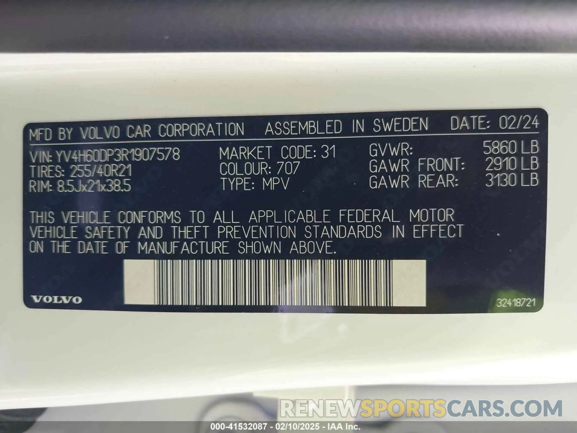 9 Фотография поврежденного автомобиля YV4H60DP3R1907578 VOLVO XC60 RECHARGE PLUG-IN HYBRID 2024