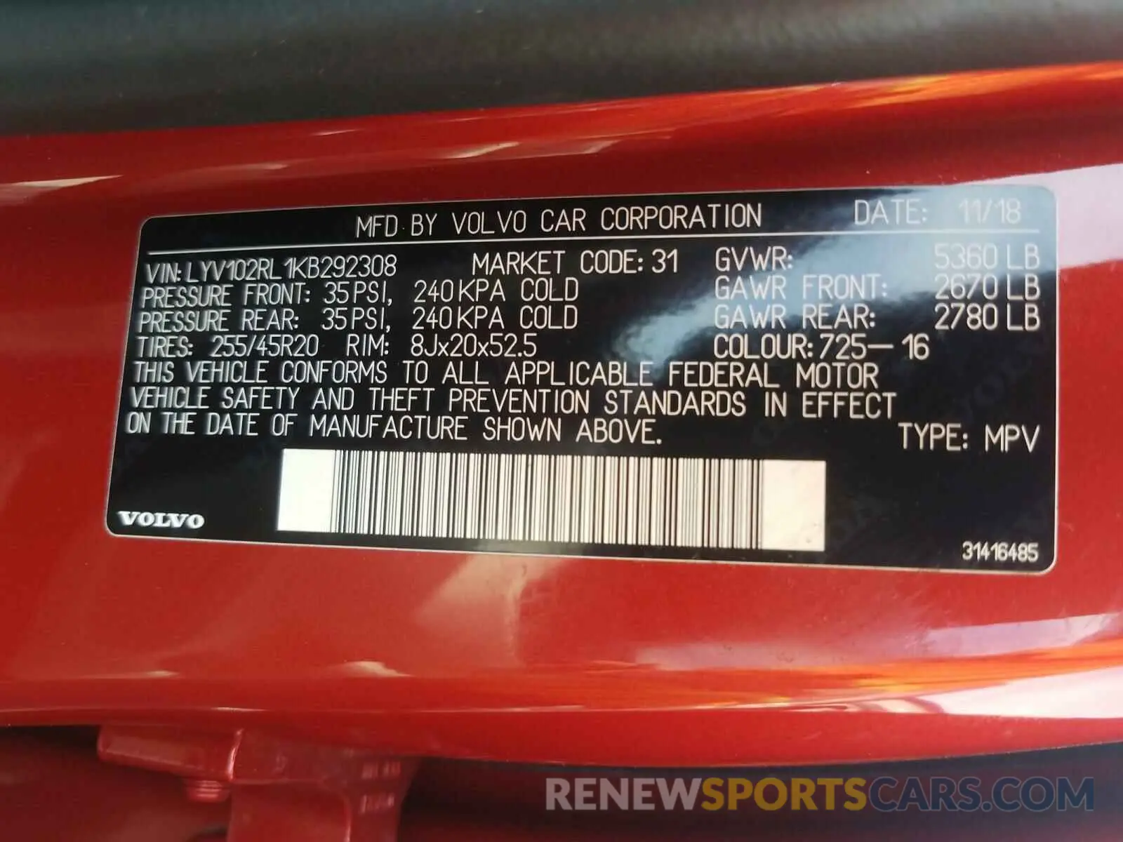 10 Photograph of a damaged car LYV102RL1KB292308 VOLVO XC60 T5 IN 2019
