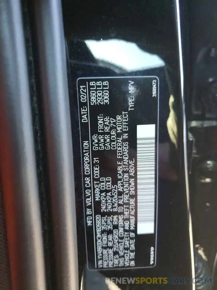 13 Фотография поврежденного автомобиля YV4BR0DK3M1826820 VOLVO XC60 T8 RE 2021