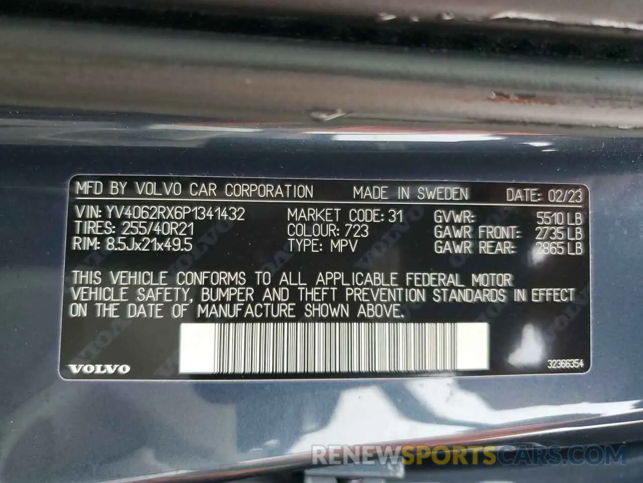 15 Фотография поврежденного автомобиля YV4062RX6P1341432 VOLVO XC60 ULTIM 2023