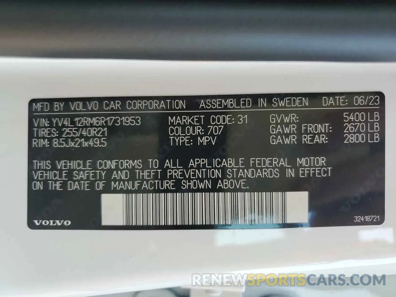 13 Photograph of a damaged car YV4L12RM6R1731953 VOLVO XC60 ULTIM 2024