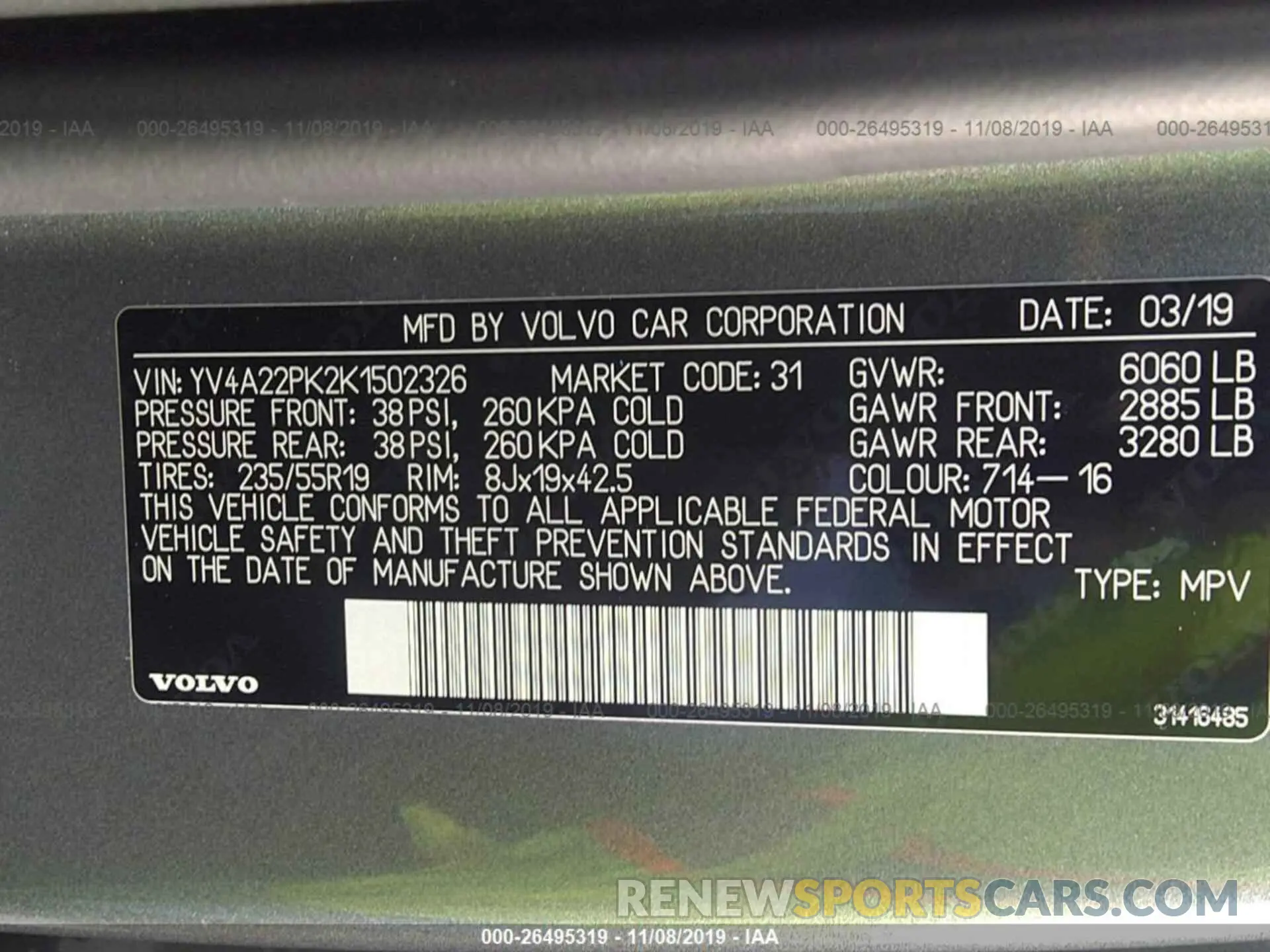 9 Photograph of a damaged car YV4A22PK2K1502326 VOLVO XC90 2019