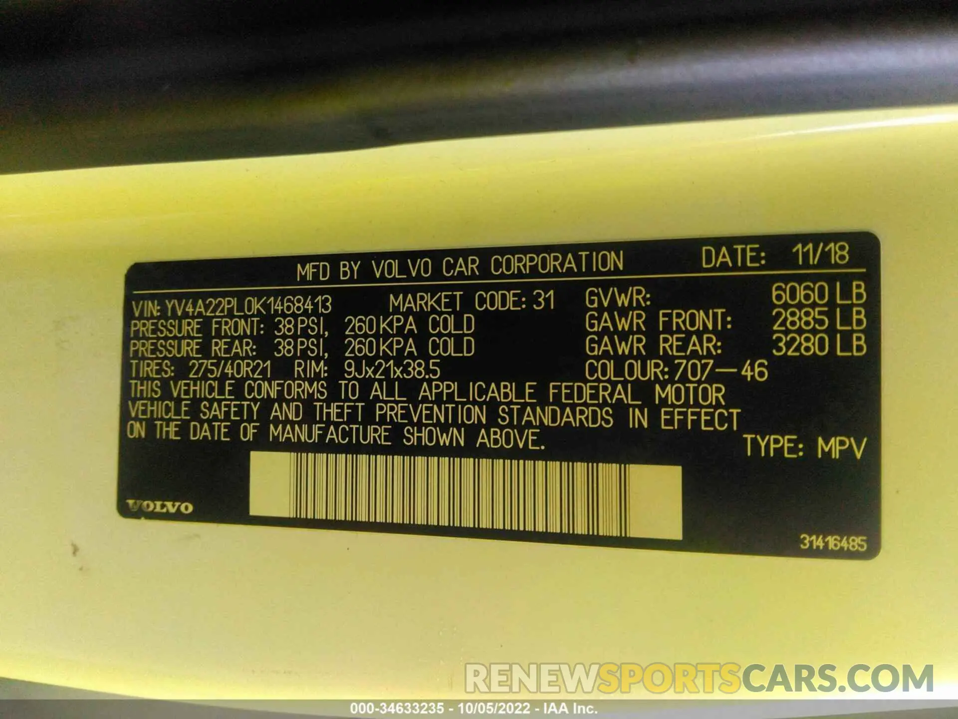 9 Photograph of a damaged car YV4A22PL0K1468413 VOLVO XC90 2019