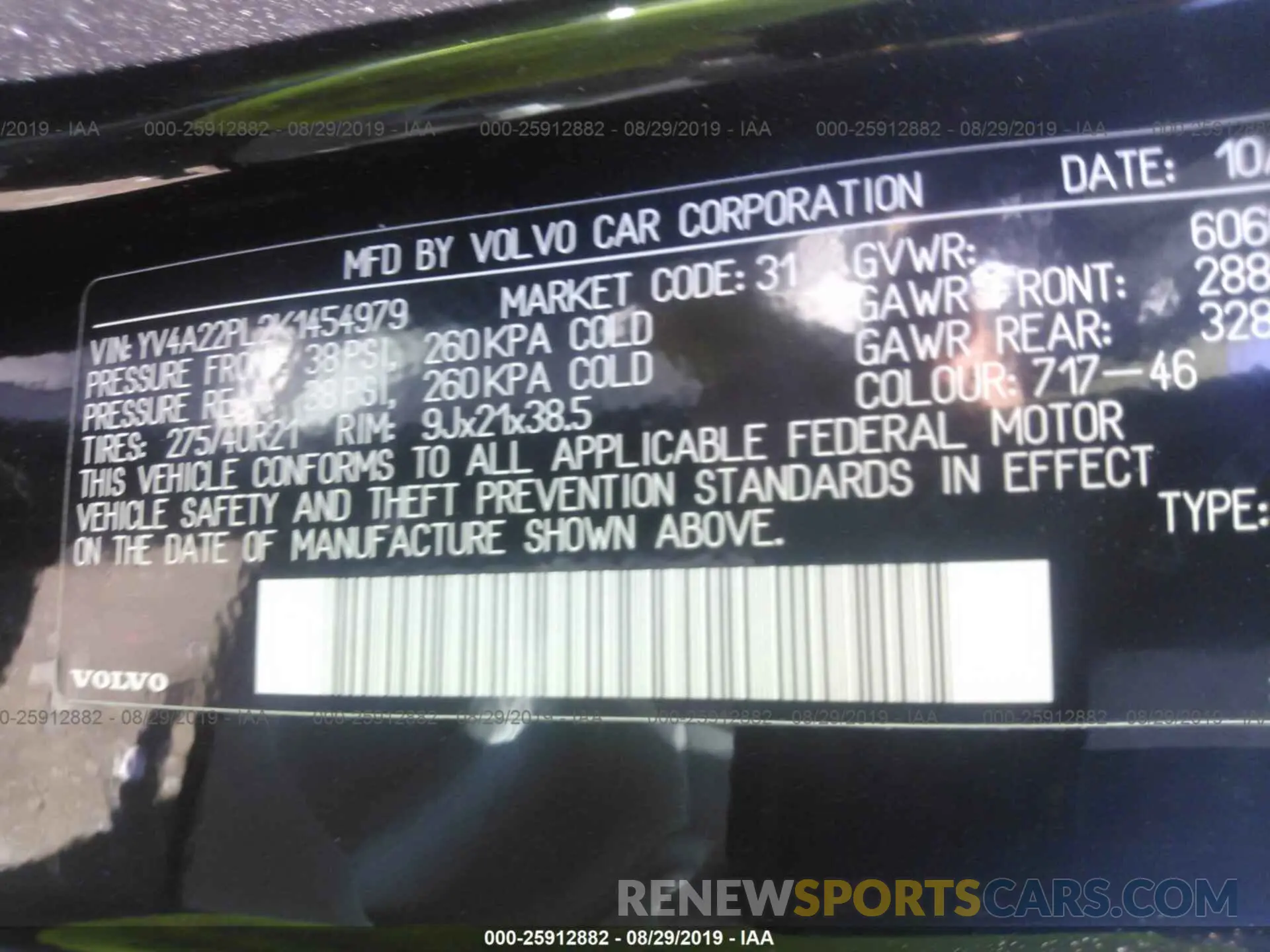 9 Photograph of a damaged car YV4A22PL2K1454979 VOLVO XC90 2019