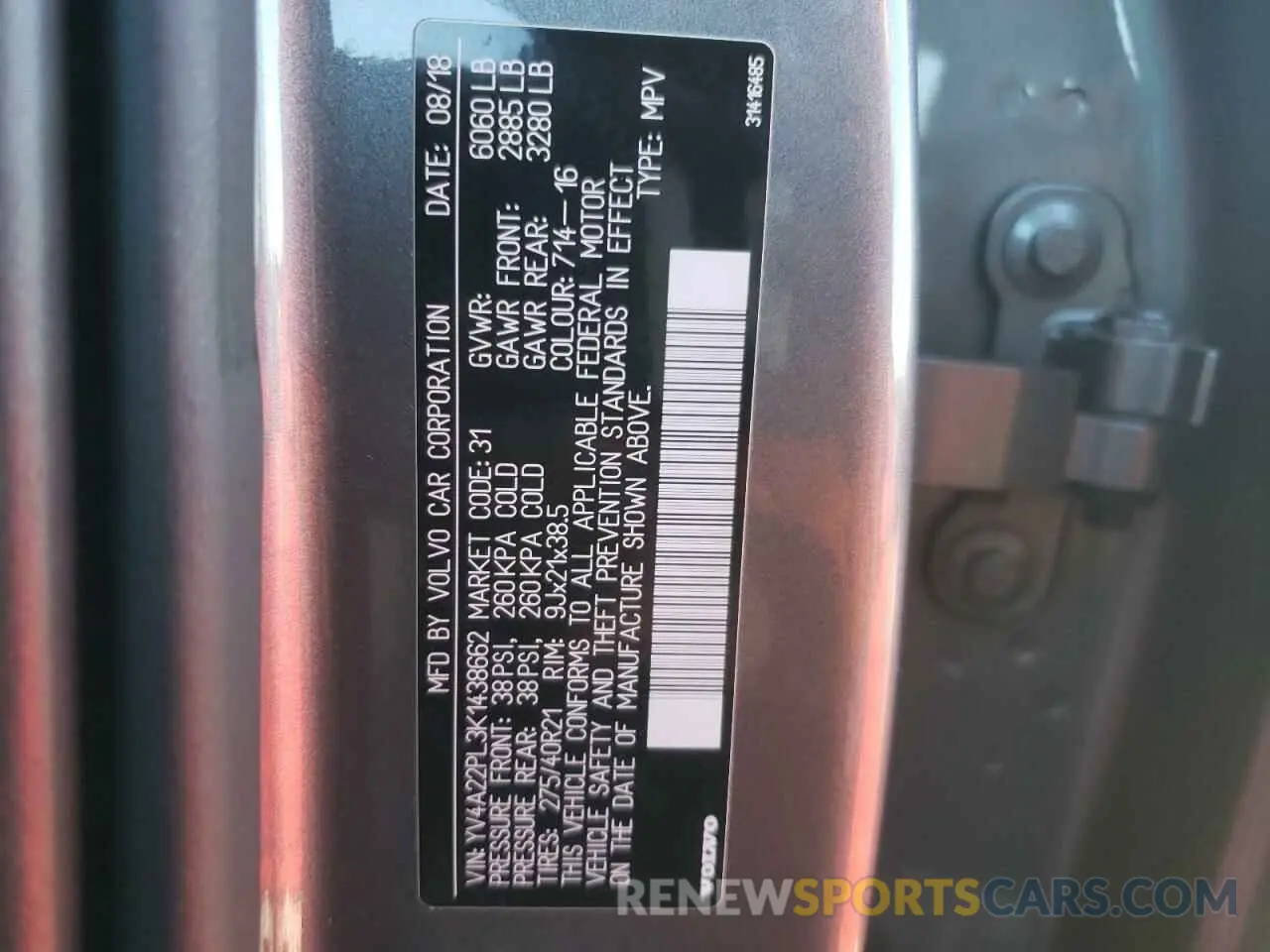 10 Photograph of a damaged car YV4A22PL3K1438662 VOLVO XC90 2019