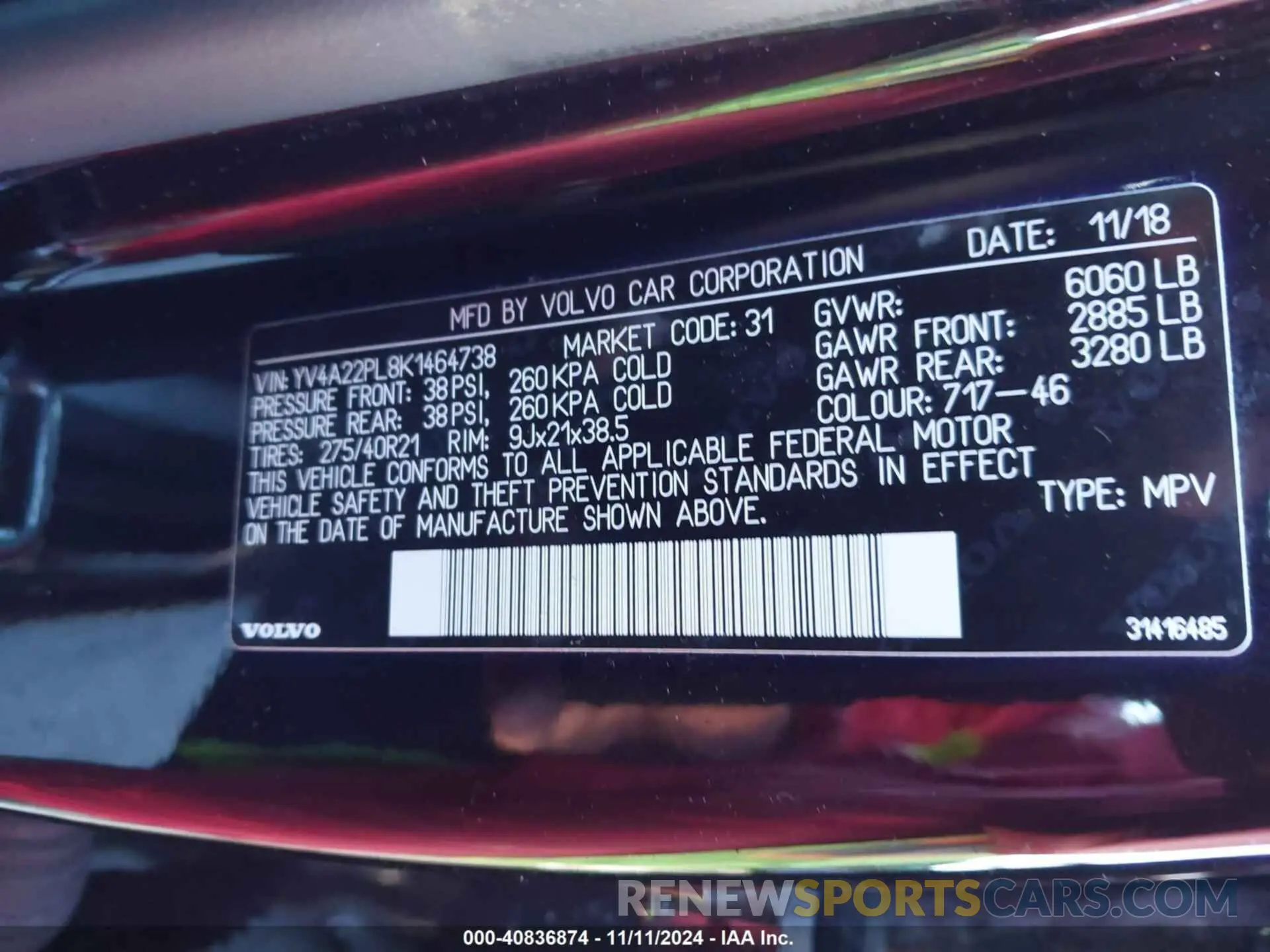 9 Photograph of a damaged car YV4A22PL8K1464738 VOLVO XC90 2019