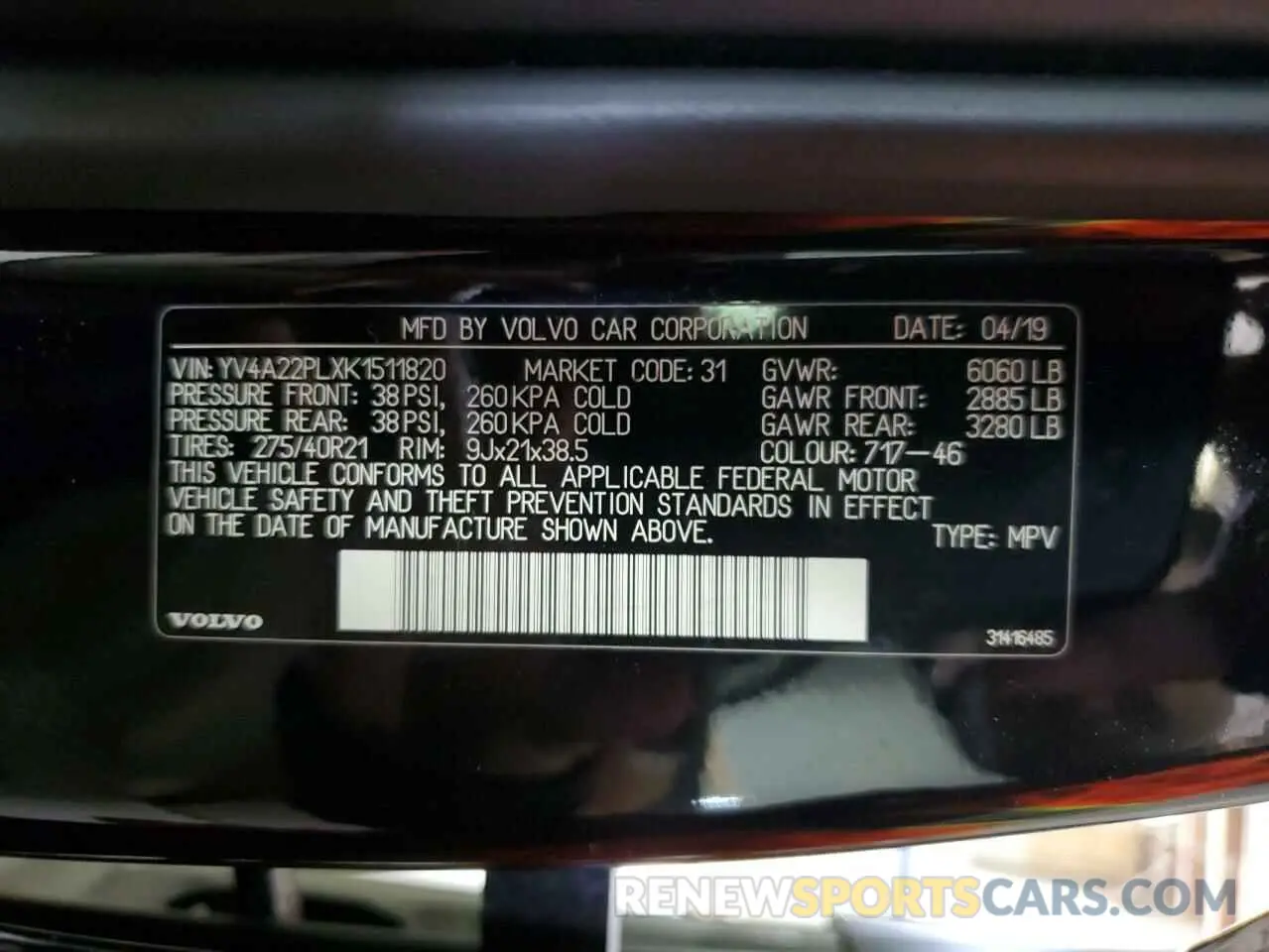 14 Фотография поврежденного автомобиля YV4A22PLXK1511820 VOLVO XC90 2019