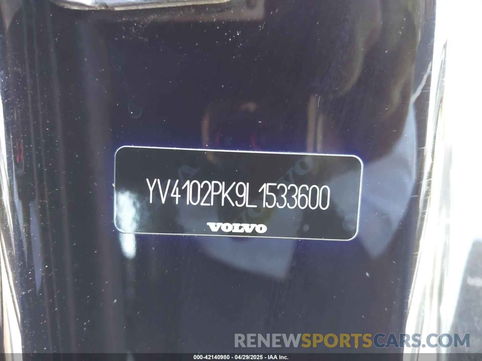 9 Photograph of a damaged car YV4102PK9L1533600 VOLVO XC90 2020