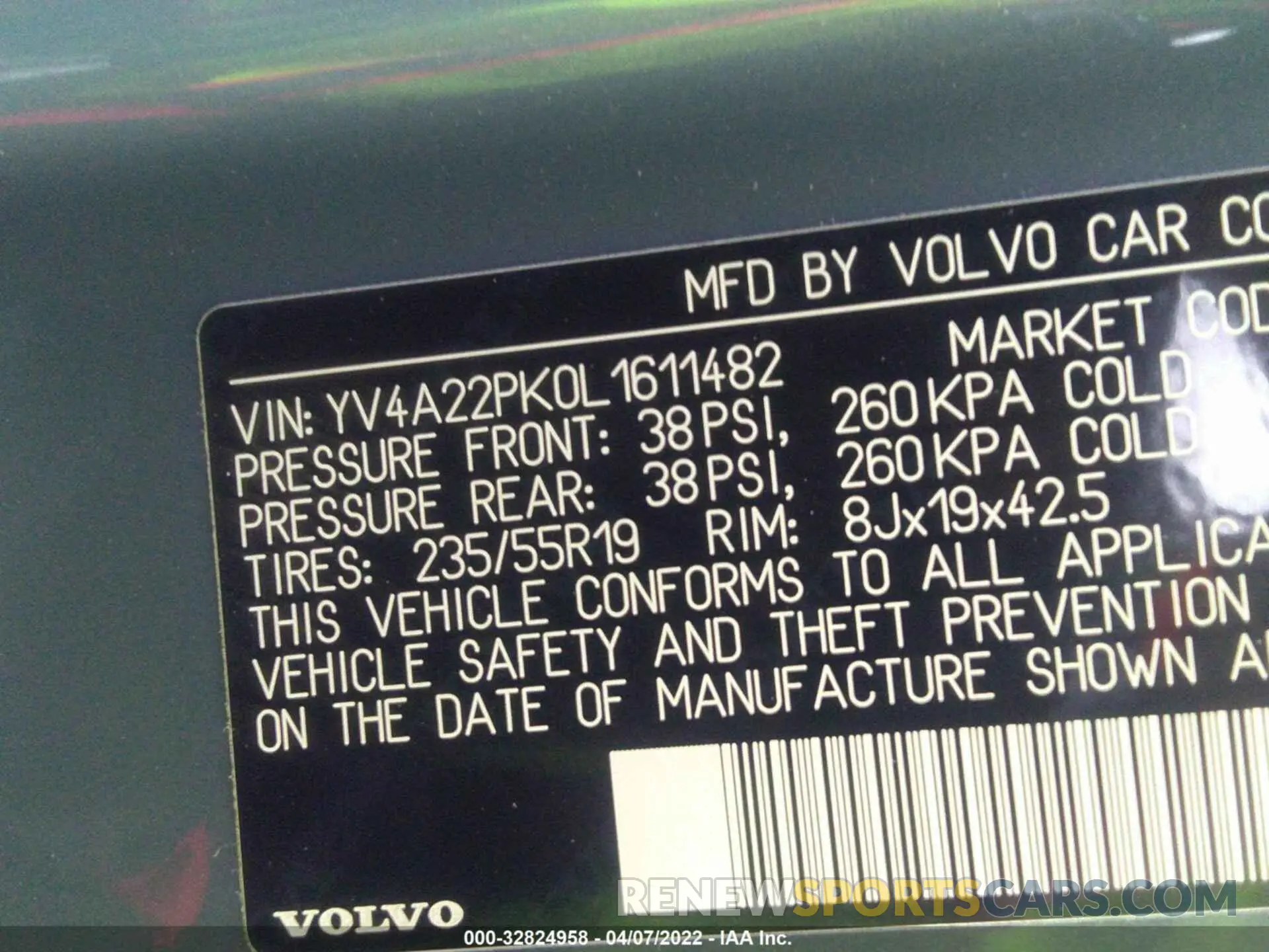 9 Фотография поврежденного автомобиля YV4A22PK0L1611482 VOLVO XC90 2020