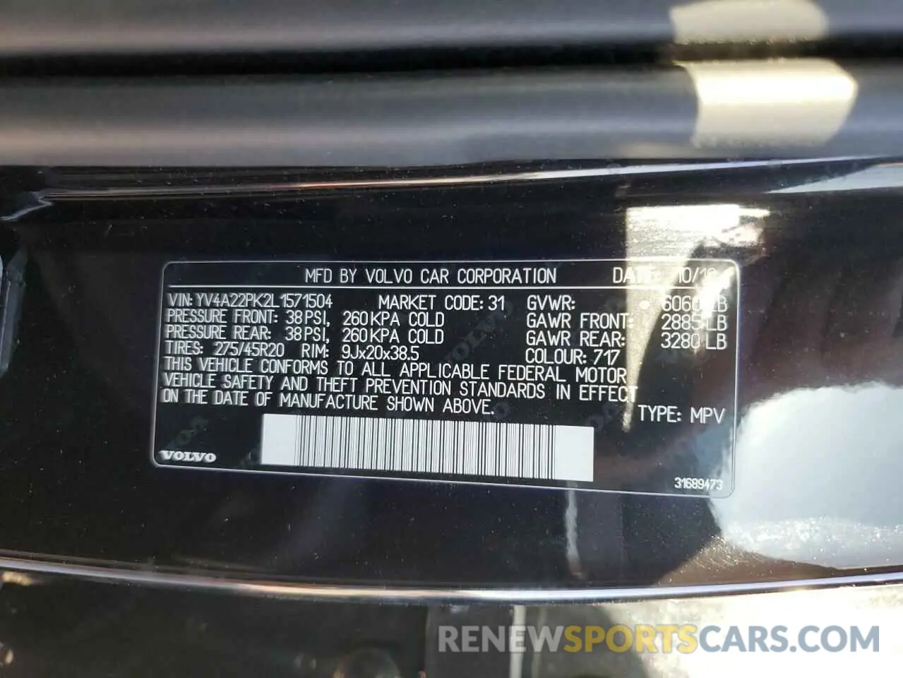 13 Photograph of a damaged car YV4A22PK2L1571504 VOLVO XC90 2020
