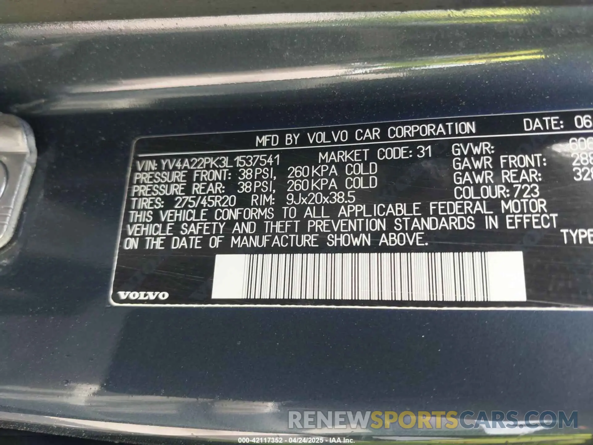 9 Фотография поврежденного автомобиля YV4A22PK3L1537541 VOLVO XC90 2020