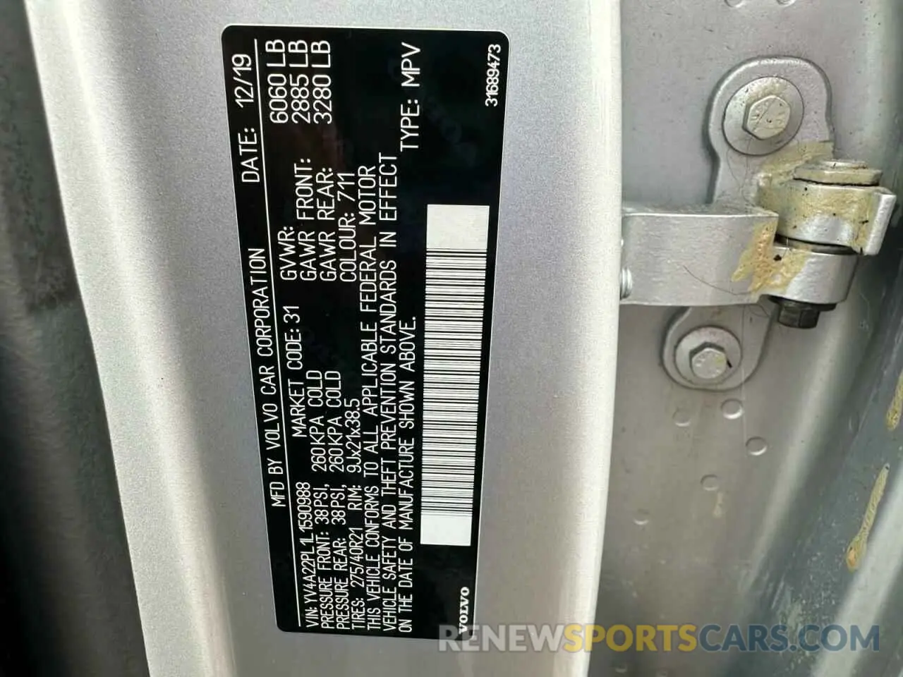 10 Photograph of a damaged car YV4A22PL1L1590988 VOLVO XC90 2020