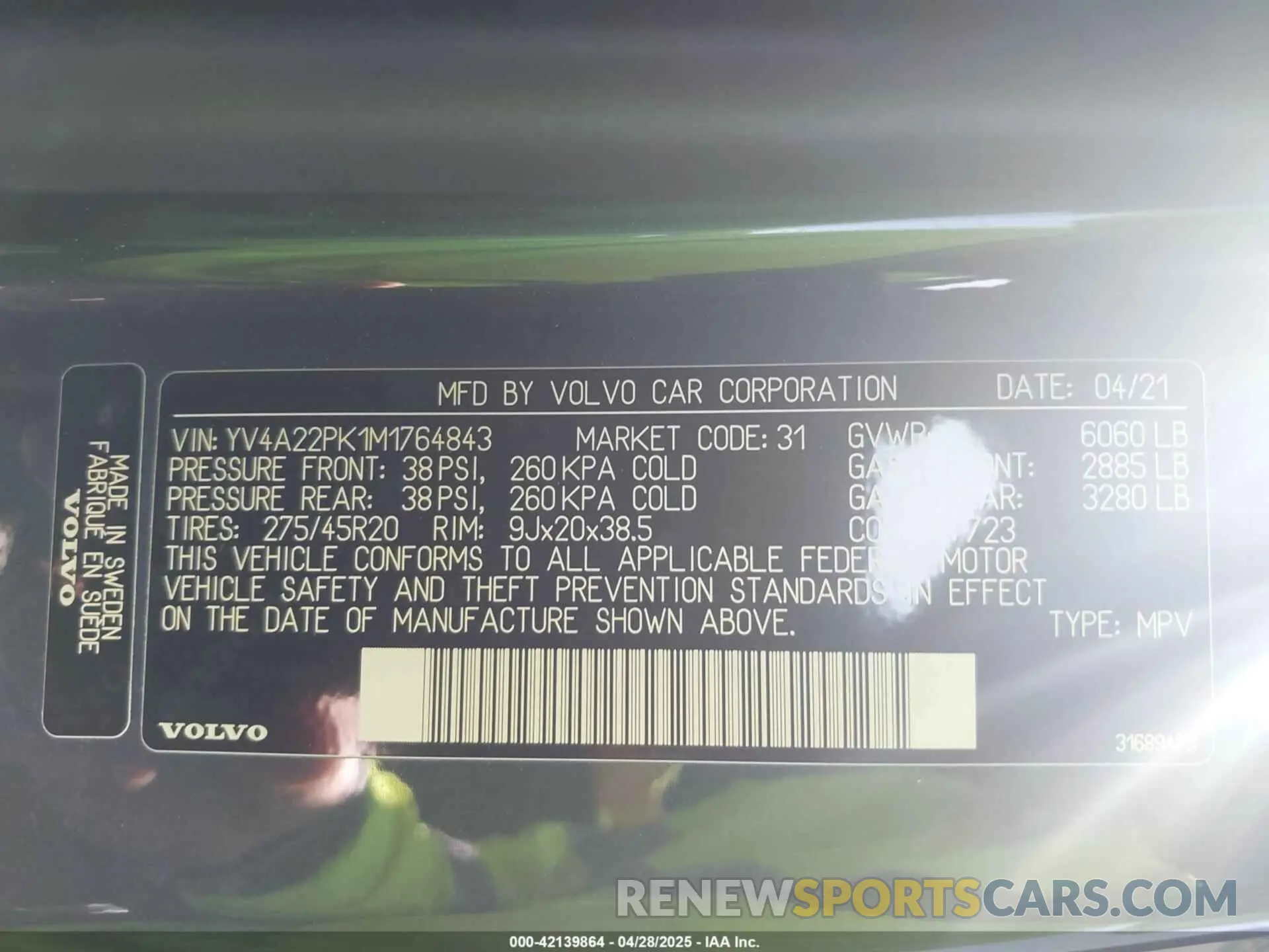 9 Фотография поврежденного автомобиля YV4A22PK1M1764843 VOLVO XC90 2021