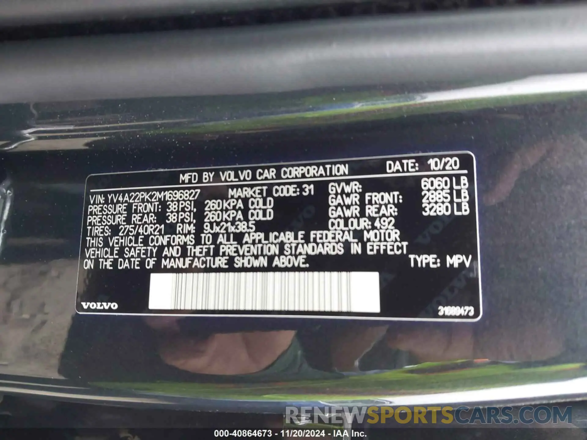 9 Photograph of a damaged car YV4A22PK2M1696827 VOLVO XC90 2021