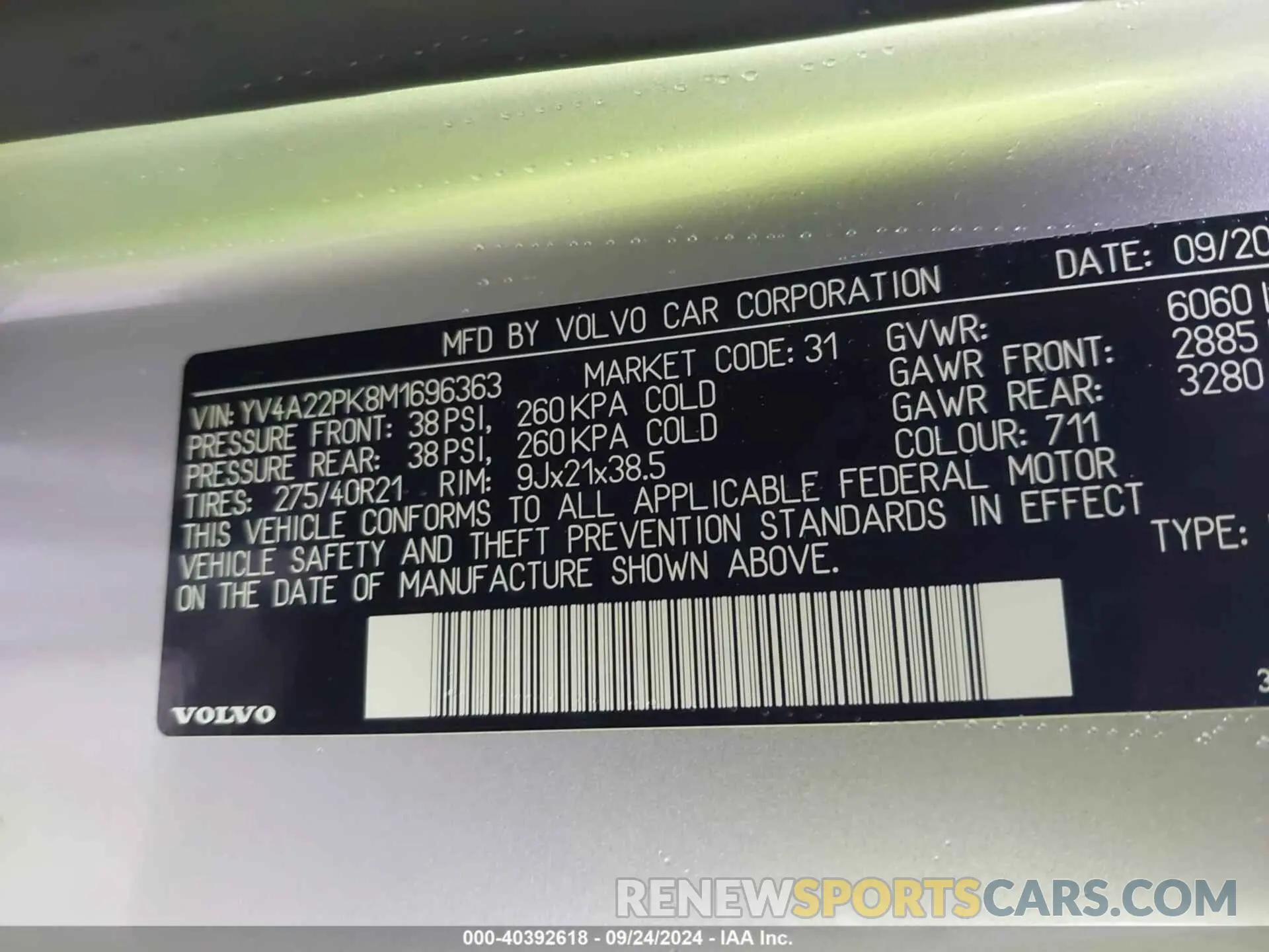 9 Photograph of a damaged car YV4A22PK8M1696363 VOLVO XC90 2021