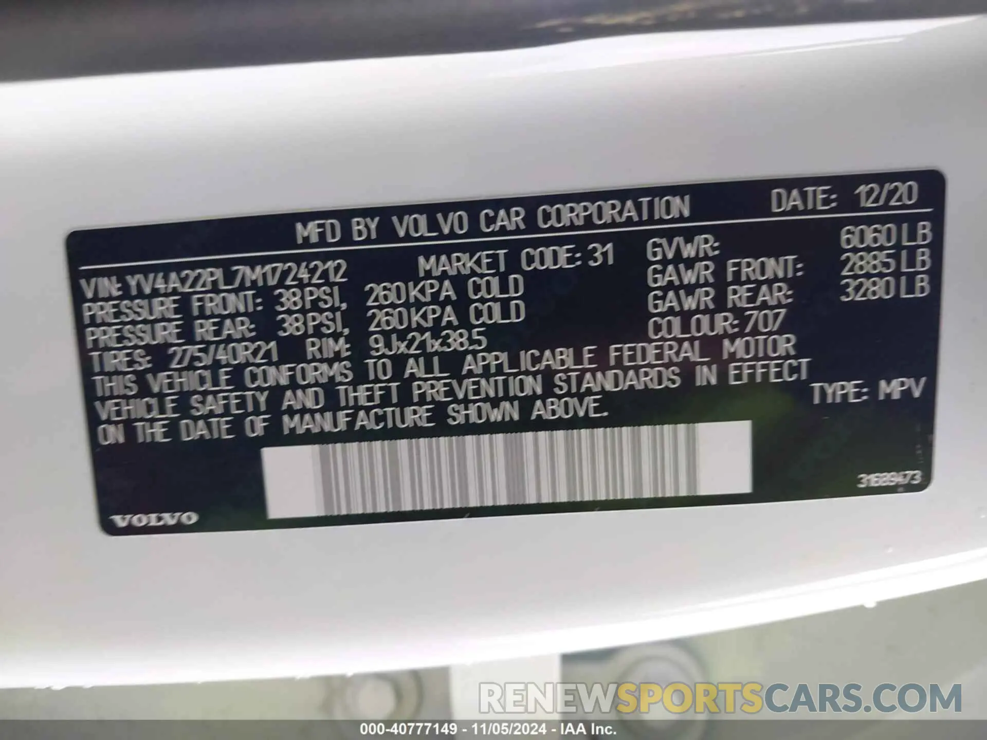 9 Фотография поврежденного автомобиля YV4A22PL7M1724212 VOLVO XC90 2021