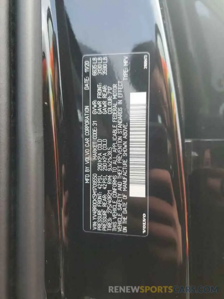 13 Photograph of a damaged car YV4BR0CK5M1709550 VOLVO XC90 2021