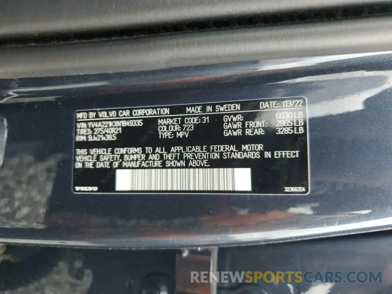 13 Photograph of a damaged car YV4A221KXN1849335 VOLVO XC90 2022
