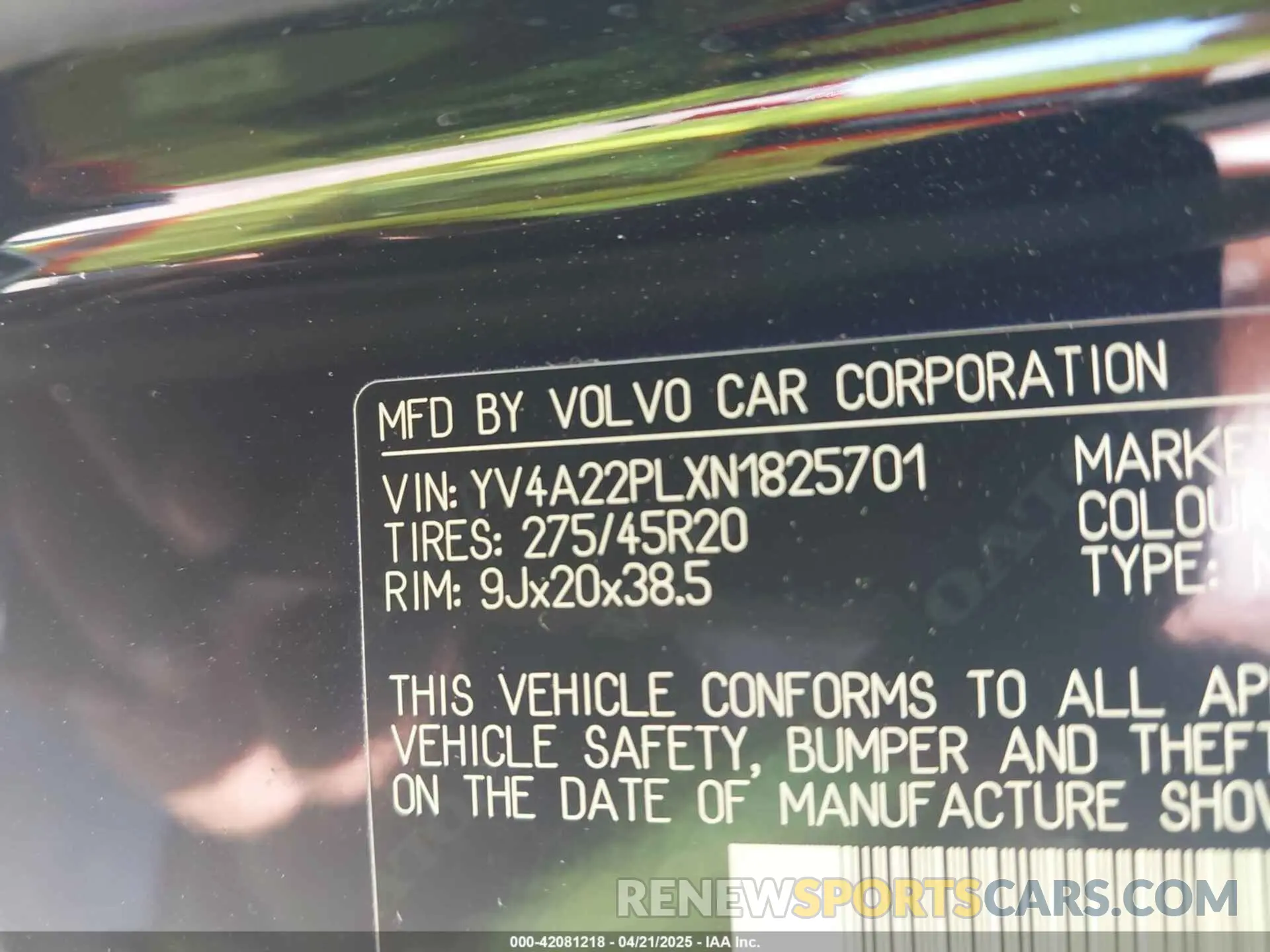 9 Фотография поврежденного автомобиля YV4A22PLXN1825701 VOLVO XC90 2022