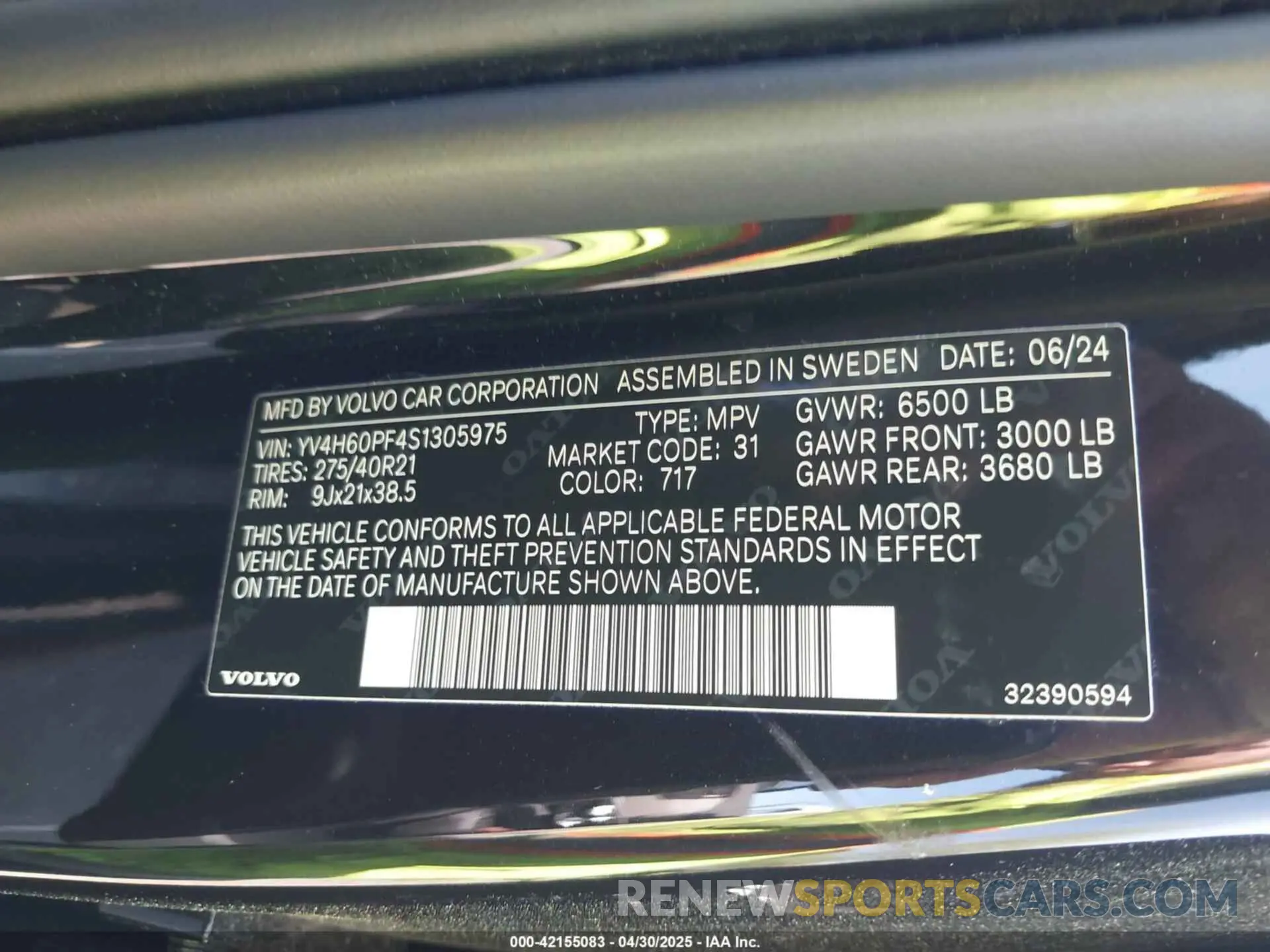 9 Фотография поврежденного автомобиля YV4H60PF4S1305975 VOLVO XC90 PLUG-IN HYBRID 2025