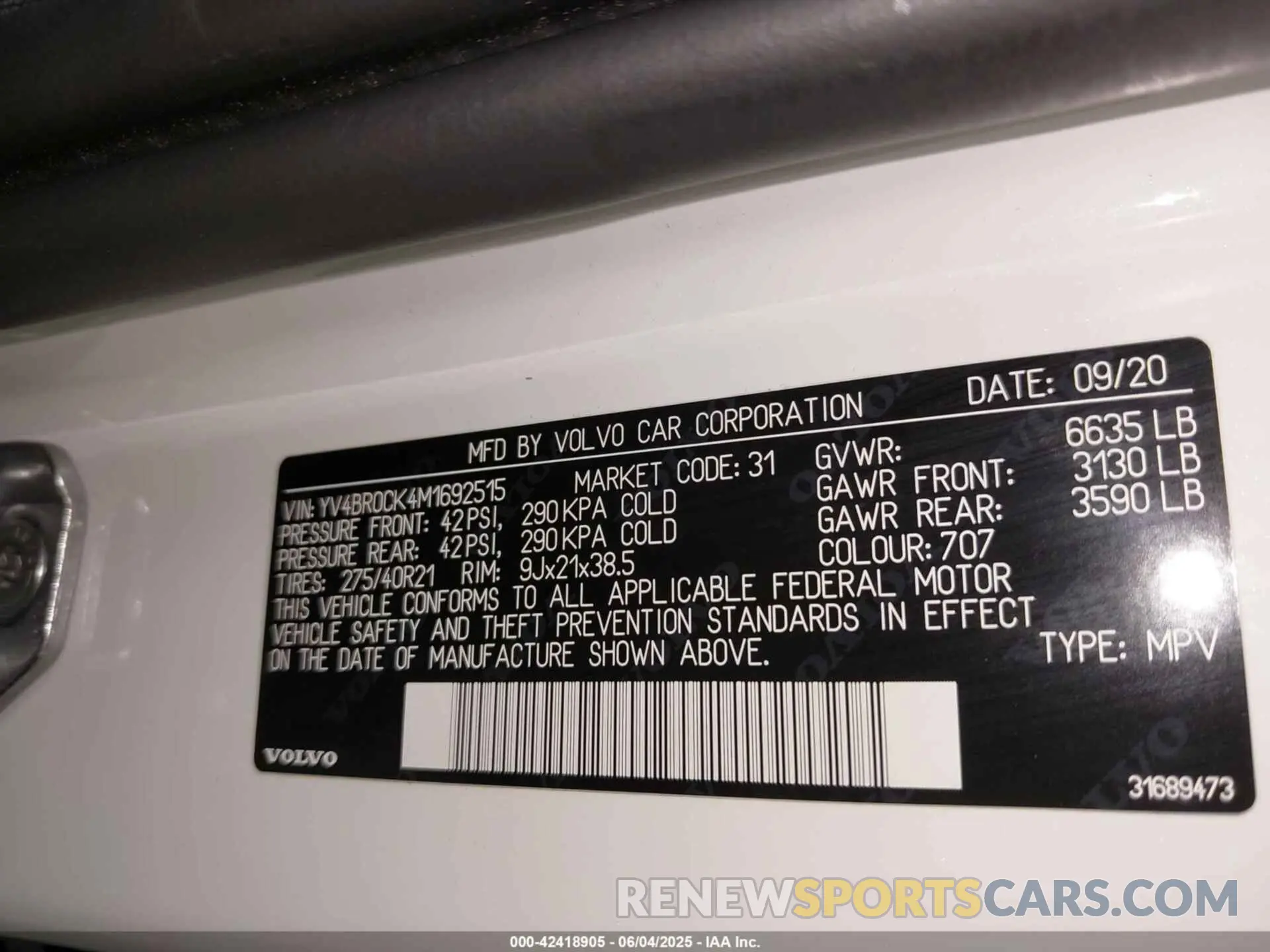 9 Photograph of a damaged car YV4BR0CK4M1692515 VOLVO XC90 RECHARGE PLUG-IN HYBRID 2021