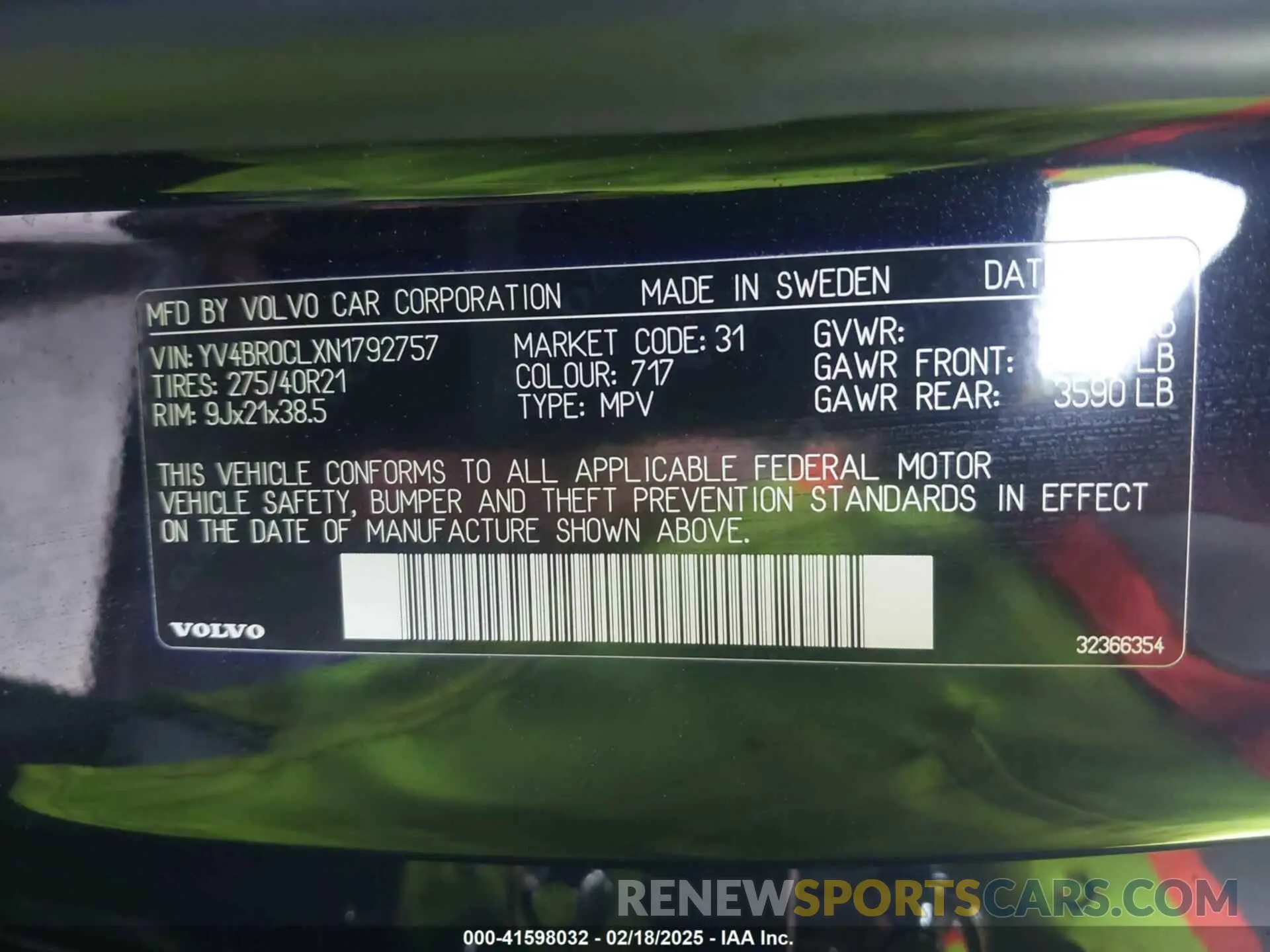 9 Фотография поврежденного автомобиля YV4BR0CLXN1792757 VOLVO XC90 RECHARGE PLUG-IN HYBRID 2022